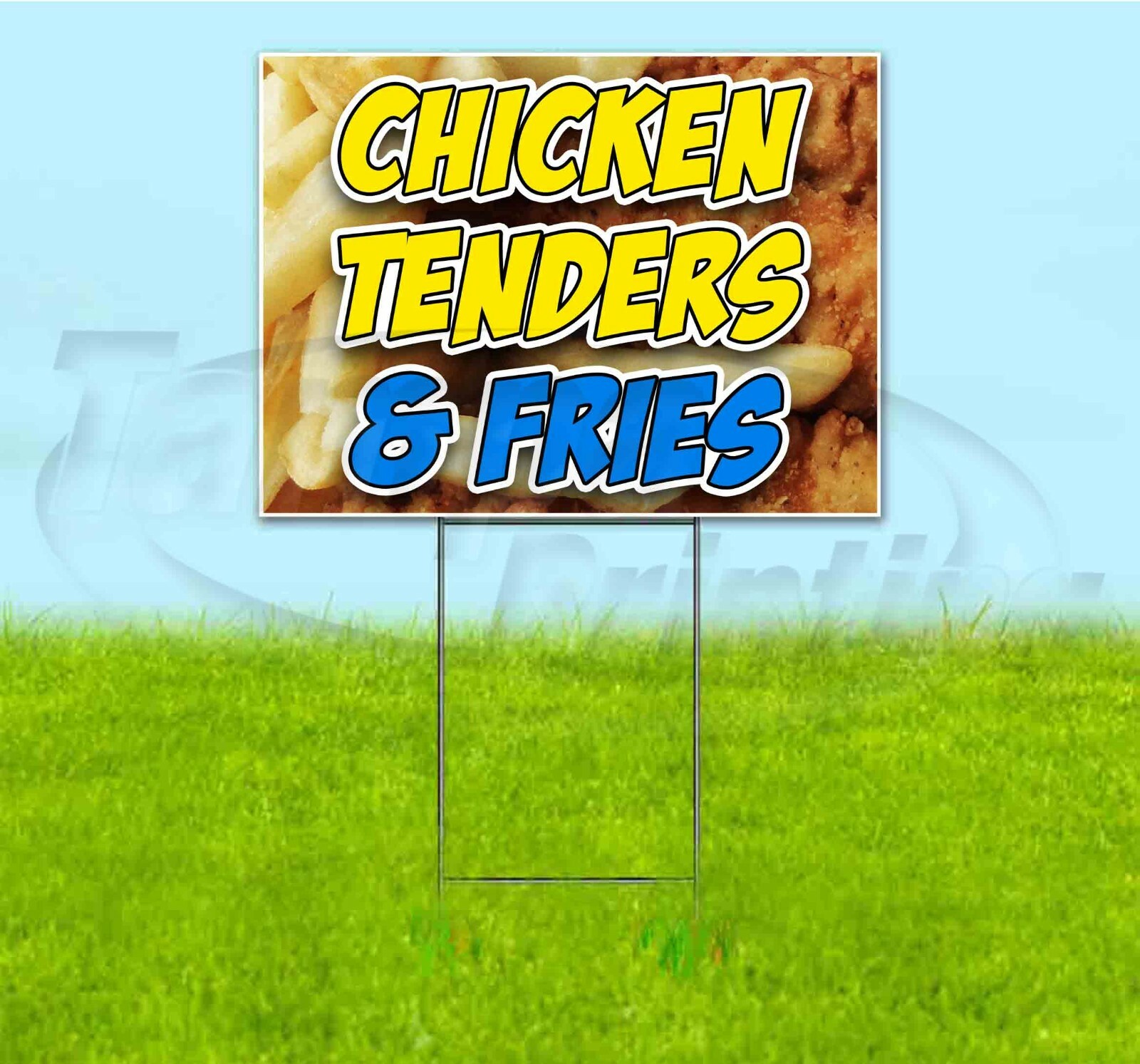 CHICKEN TENDERS & FRIES 18×24 Yard Sign WITH STAKE Corrugated Bandit USA FOOD