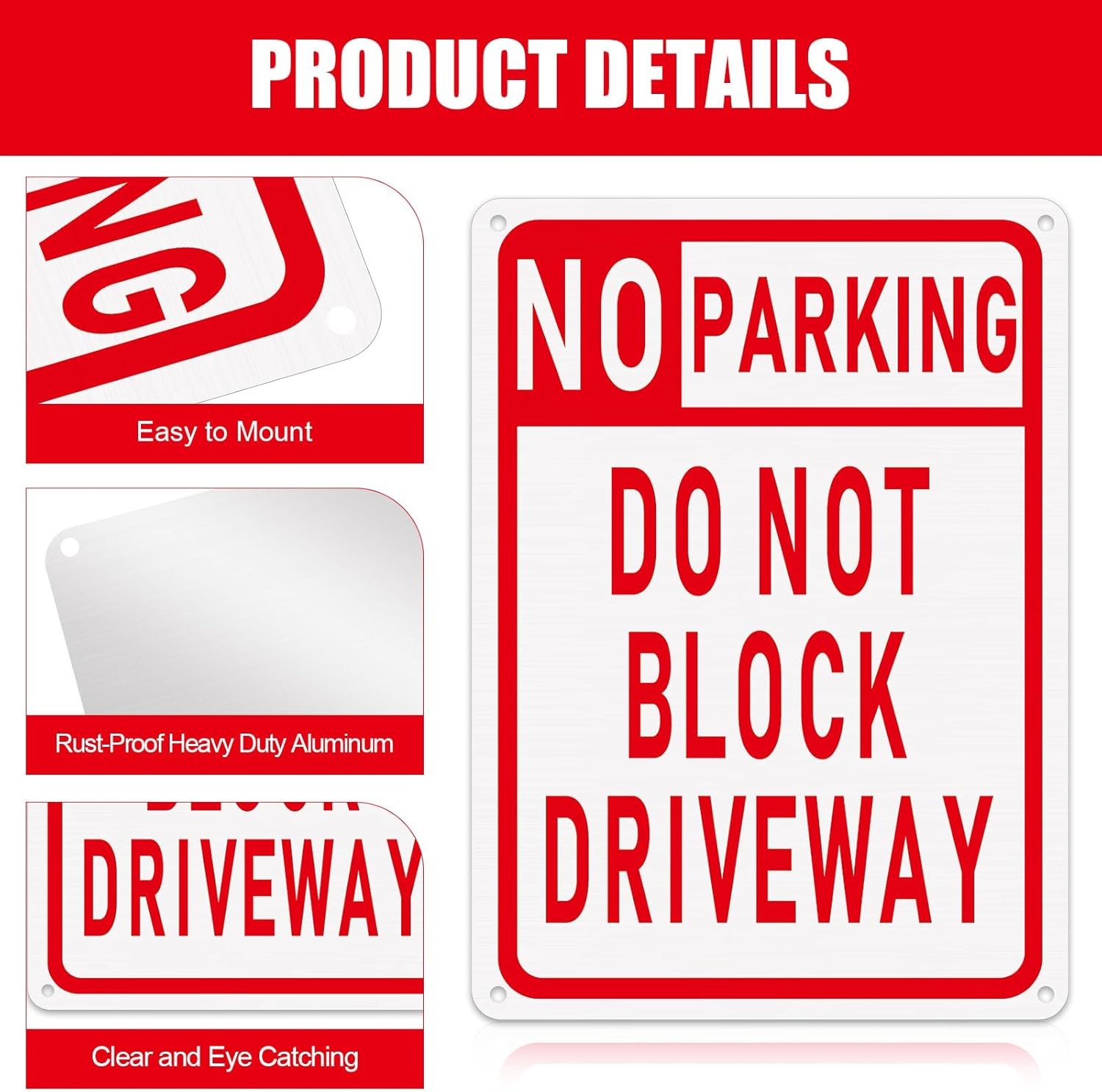 3 Pcs No Parking Sign Do Not Block Driveway 10 X 14 Inches Aluminum Metal