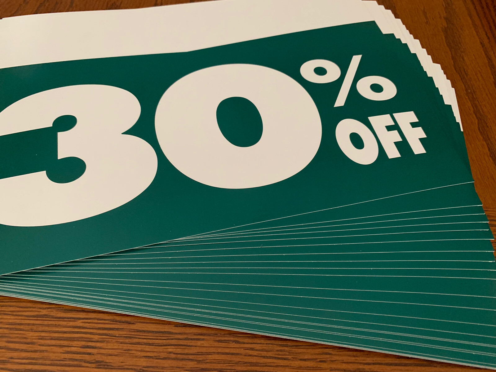 Set Of 50~ Special Sale Retail (GreenColor) Store Sign 30% OFF~ 11 X 7
