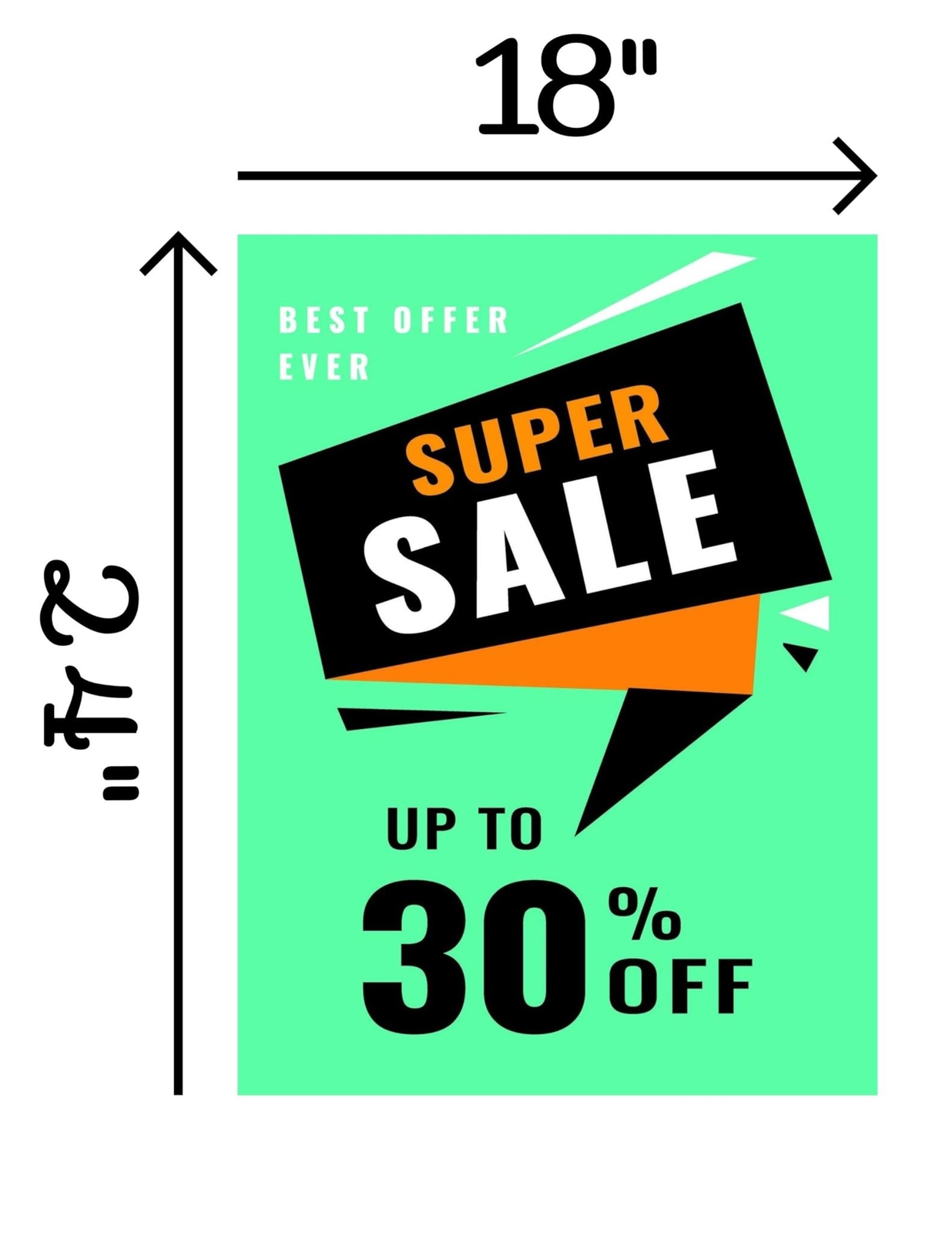 Super Sale 30 Off | Retail Window Display Sign | 18&Prime;W x 24&Prime;H