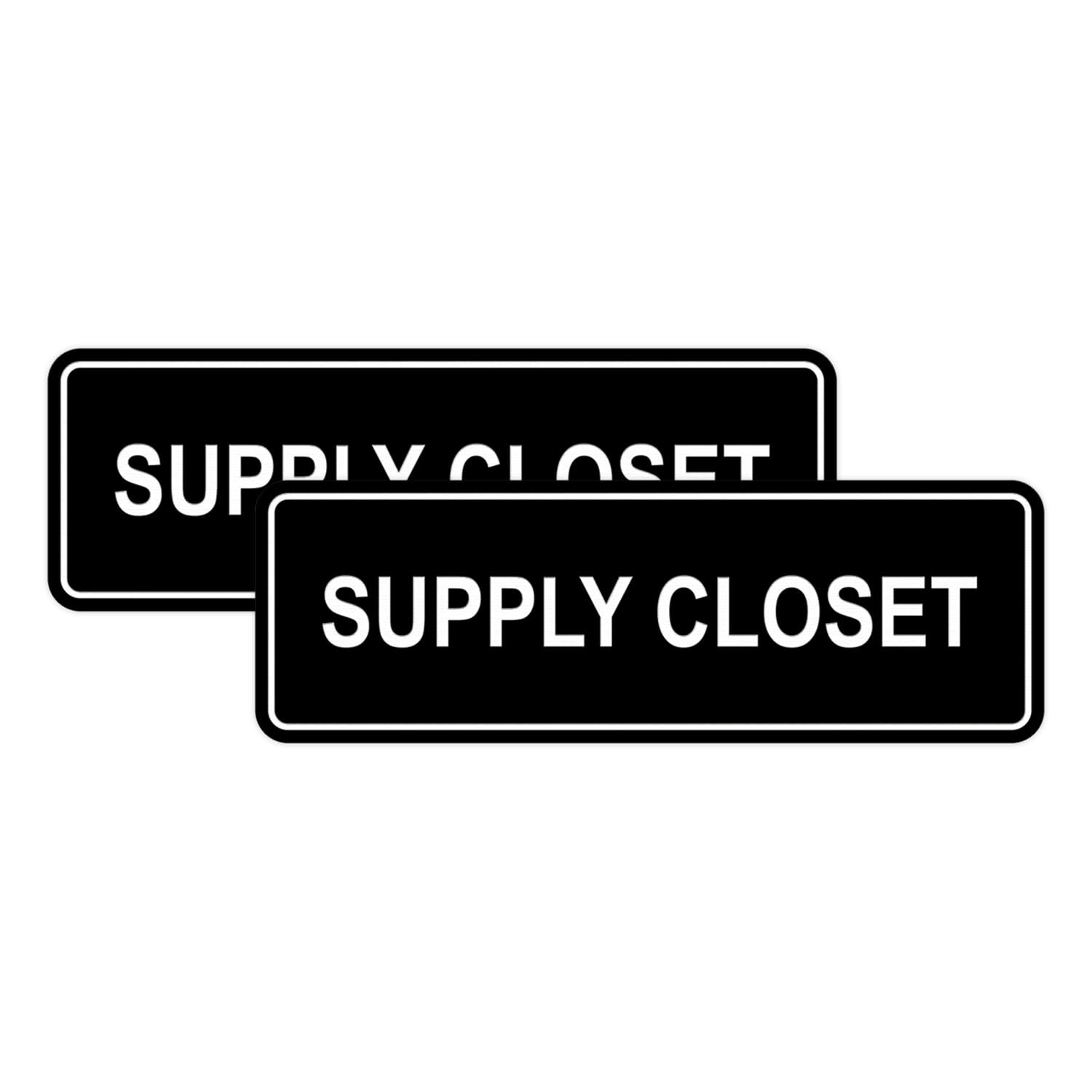 2 PCS Small Black Standard Supply Closet Wall Door Sign Office Storage Plaque