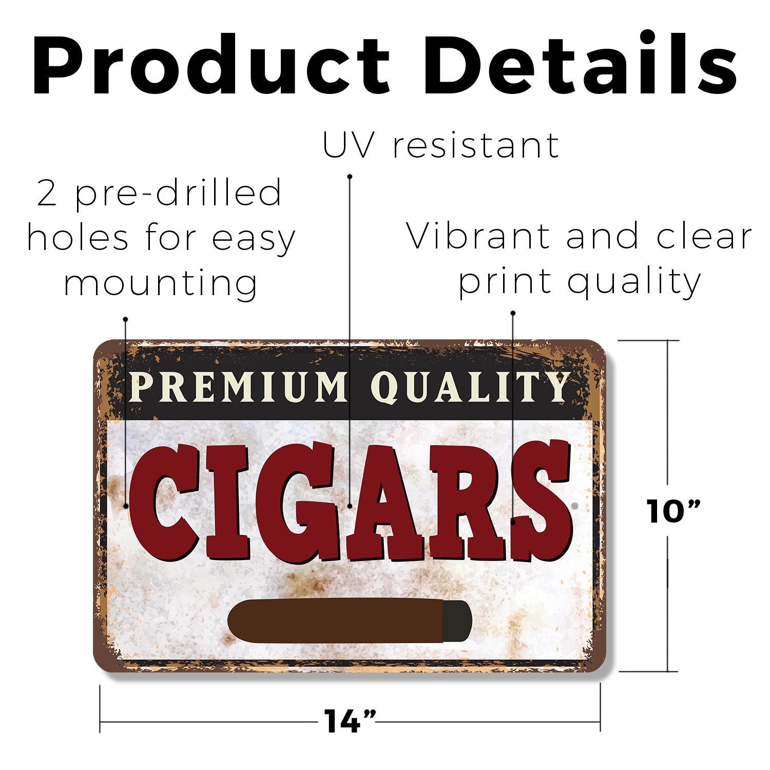 Premium Quality Cigars Sign Hand Rolled Good Times Durable Perfect for Dens