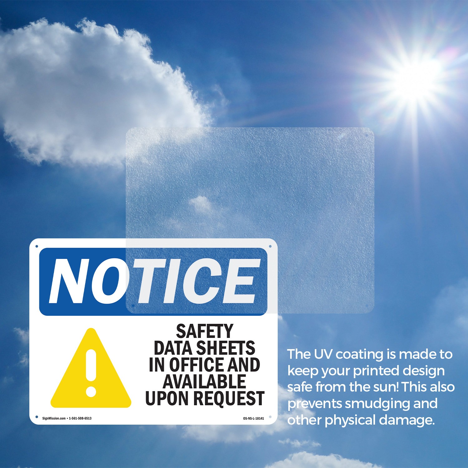 Safety Data Sheets In Office OSHA Notice Sign Metal, Plastic, Decal 5 or 10 Pack