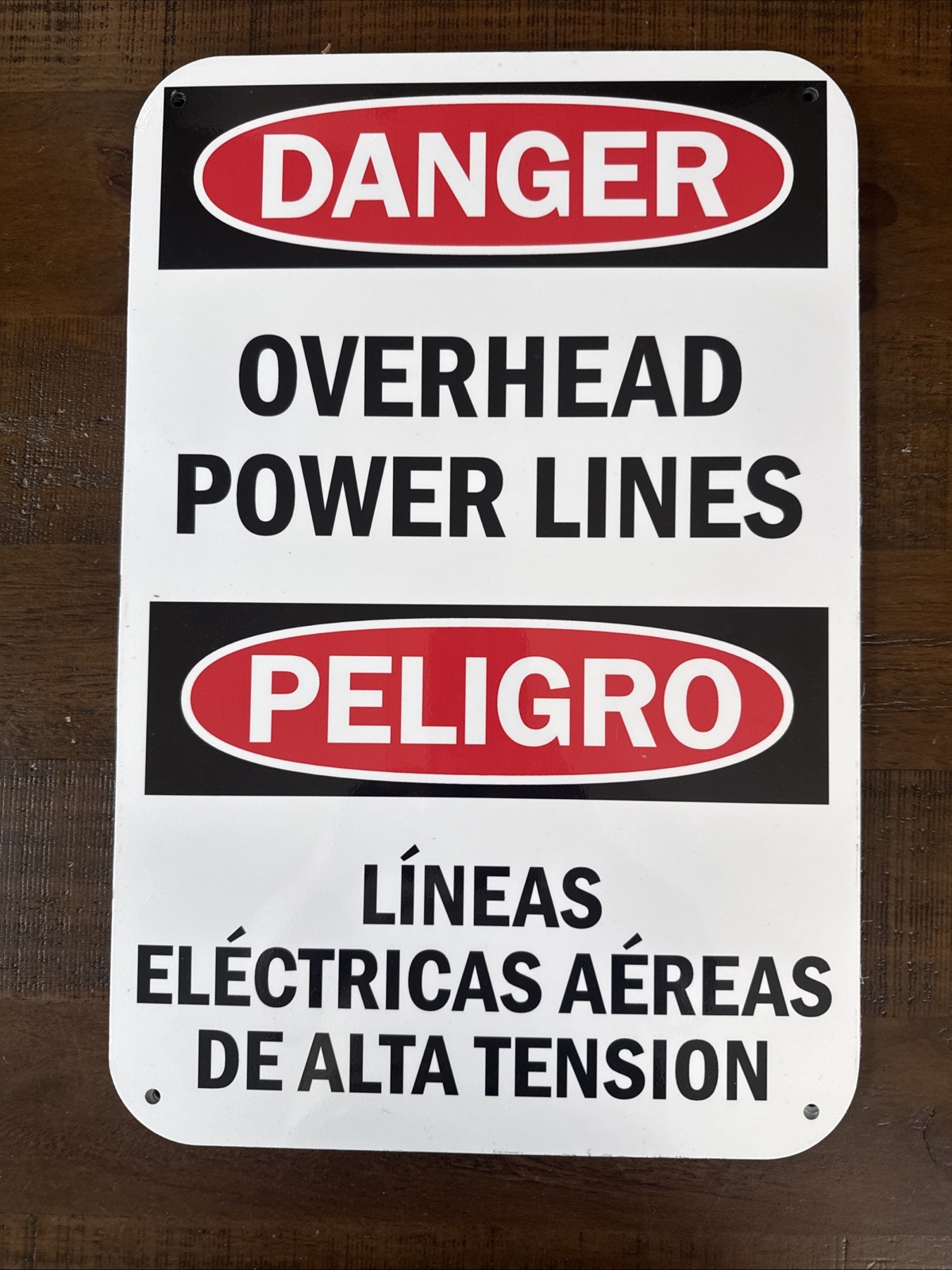 4 Pack Danger Overhead Power Lines Bilingual Sign 12 x 18 in Aluminum for Safety