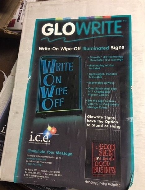 Glowrite LED Illuminated Sign 12&Prime; x 18&Prime; write on wipe off Message Board