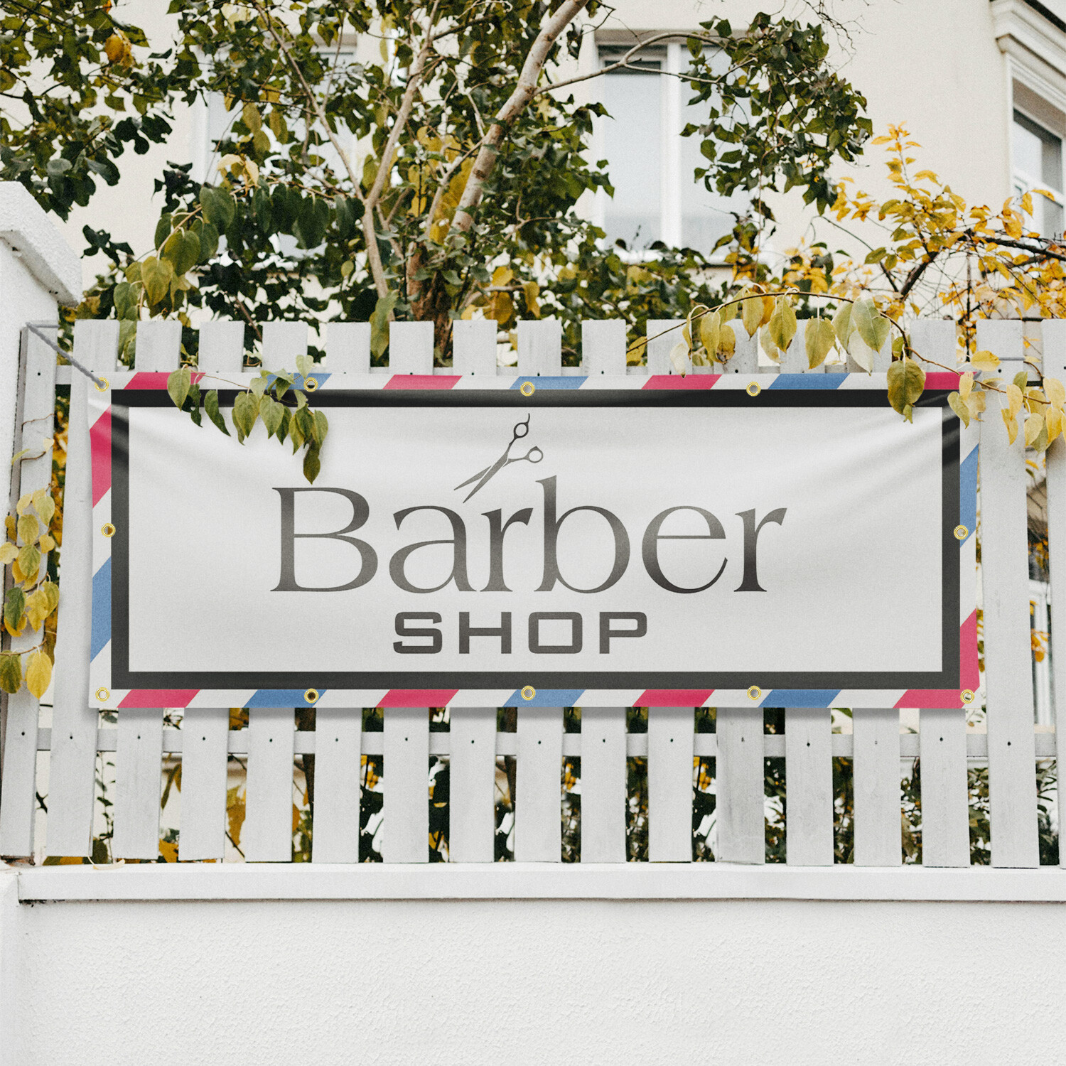 Barber Shop 13 oz Vinyl Banner Sign with Metal Grommets Heavy-Duty Single-Sided