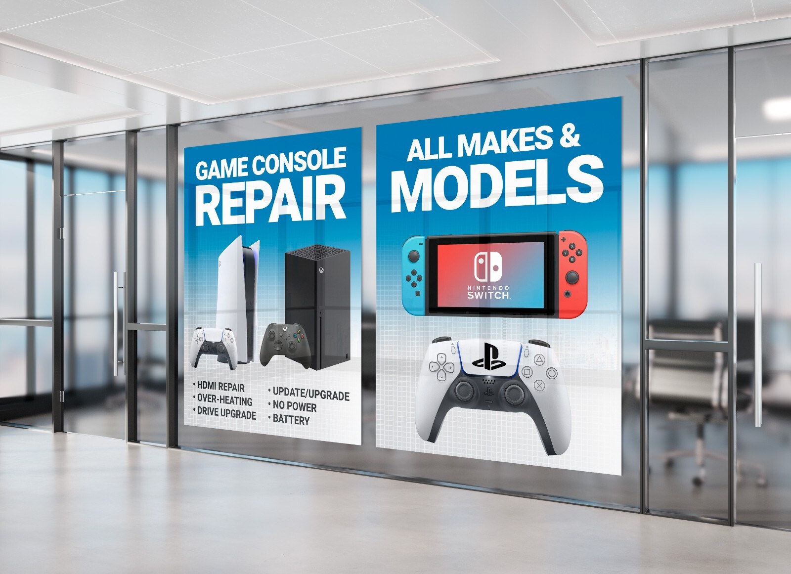 Game Console Repair Nintendo Switch Wii Xbox PS5 video game SIGN BANNER wrap