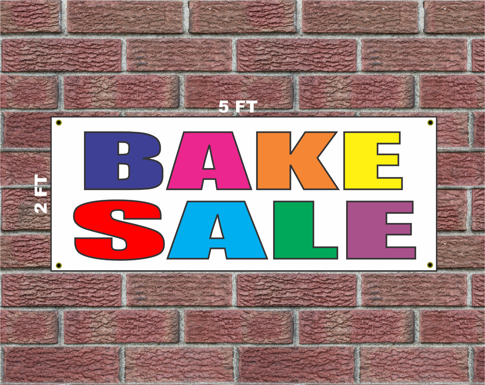 BAKE SALE Multi-colored Banner Sign 2×5 for Cart Truck or Convenience Store Shop