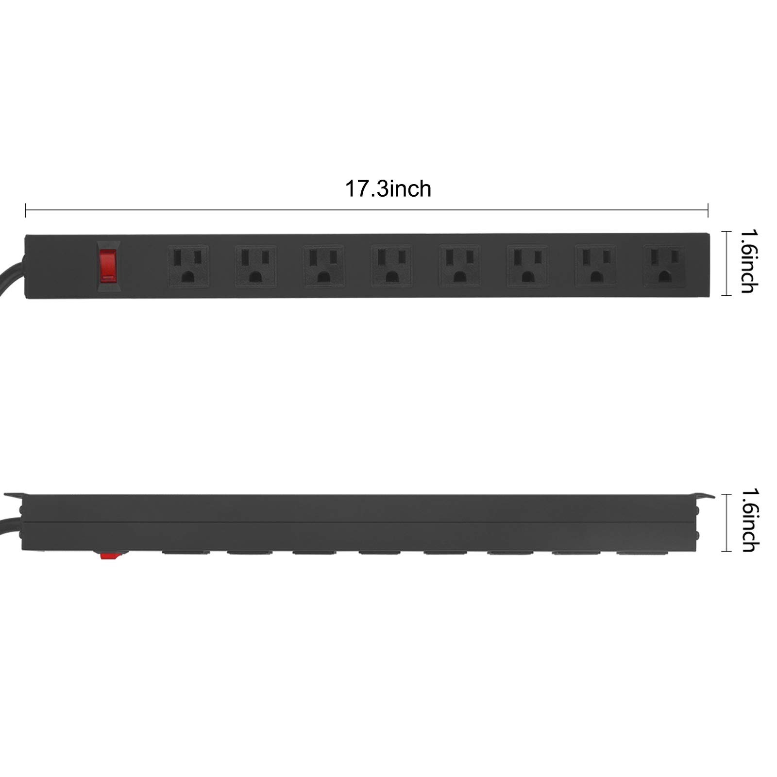 2Pack Metal 8 Outlet Mountable Power Strip, Wall Mount Outlet Heavy Duty, Wid…