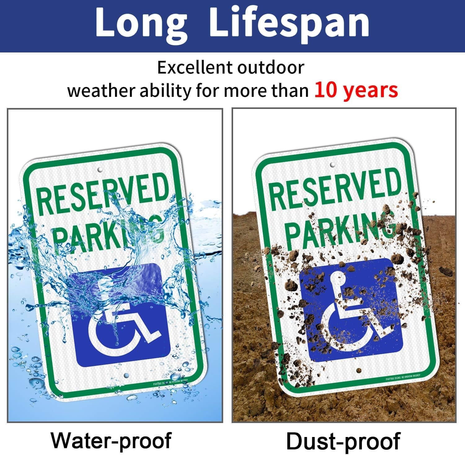 Handicap Parking Signs 4 Pack – Weather Resistant 18×12