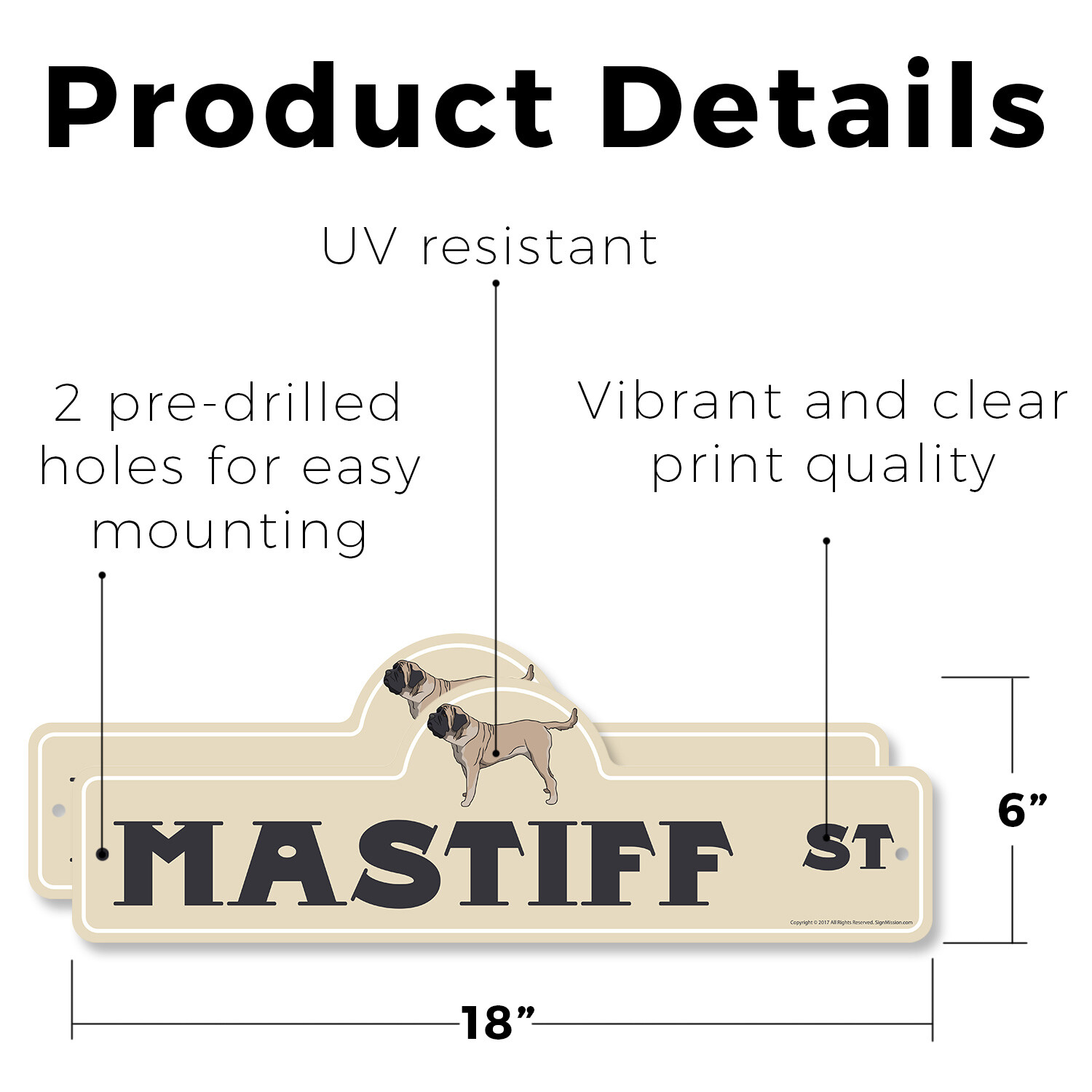 Mastiff Plastic Street Sign Crossing Xing Gift Novelty Funny