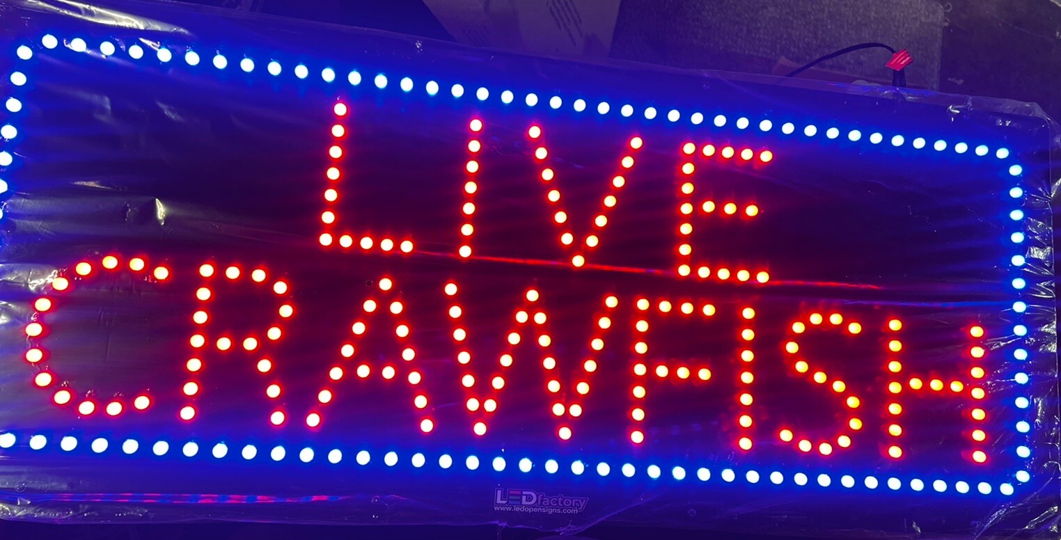 2 Pack- LED “Live Crawfish” Sign *New* USA MADE In TX L 32” x W 13” X H 1”