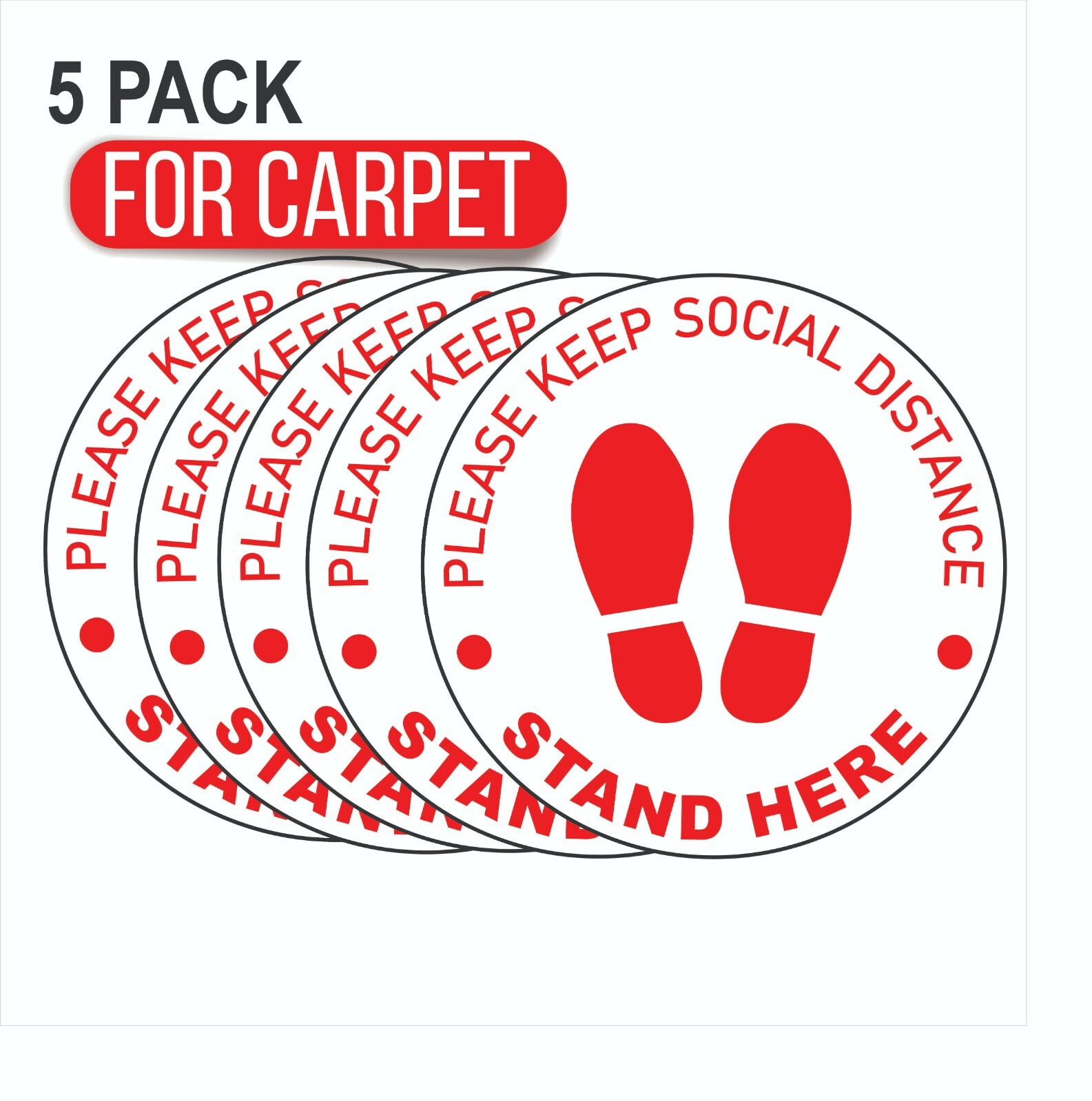 5 Pack Social Distancing Floor Stickers Signs Decal For Carpet