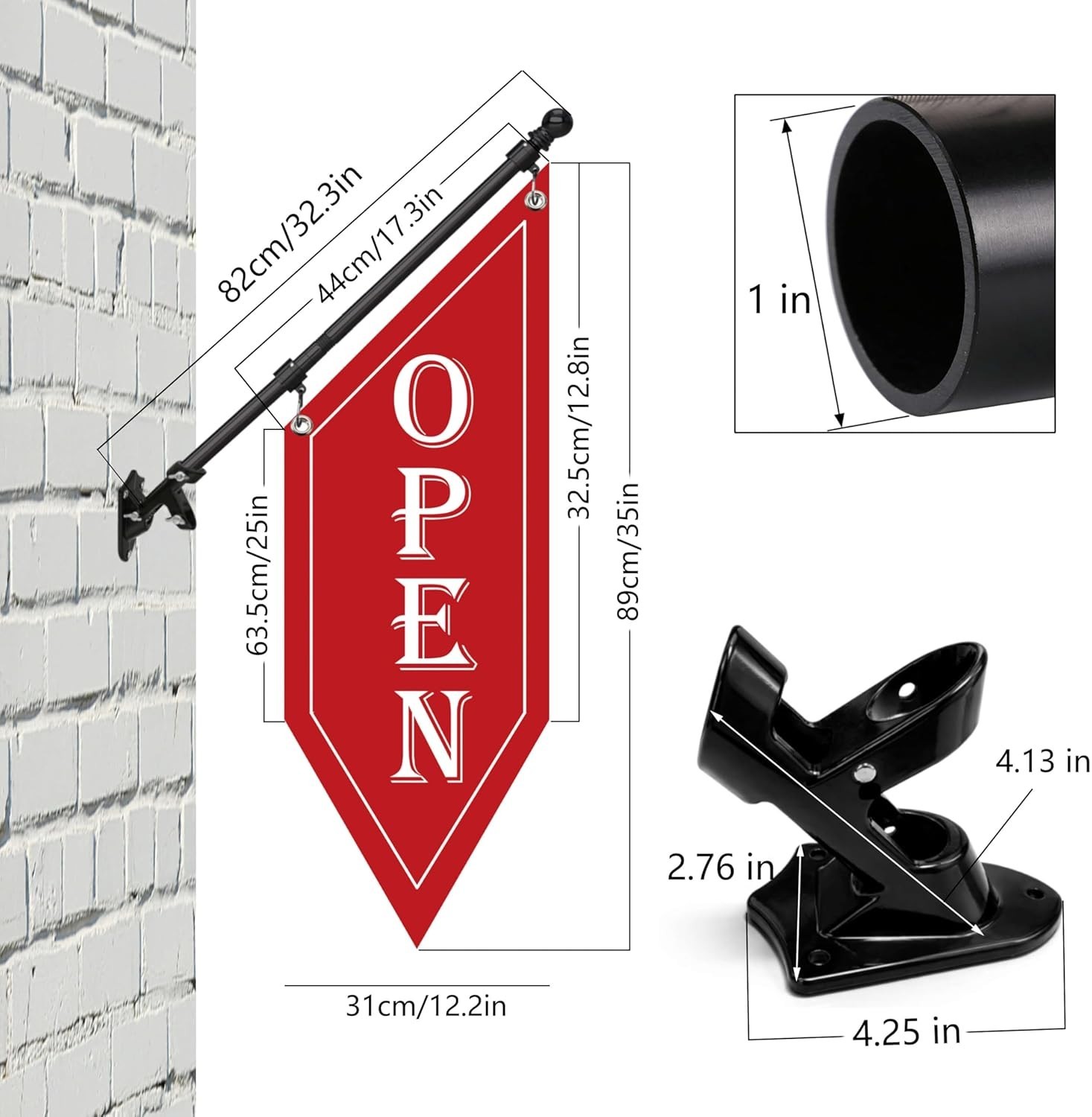 32-Inch Double-Sided OPEN Sign with Wall-Mount Kit – Perfect for Shops & Cafes