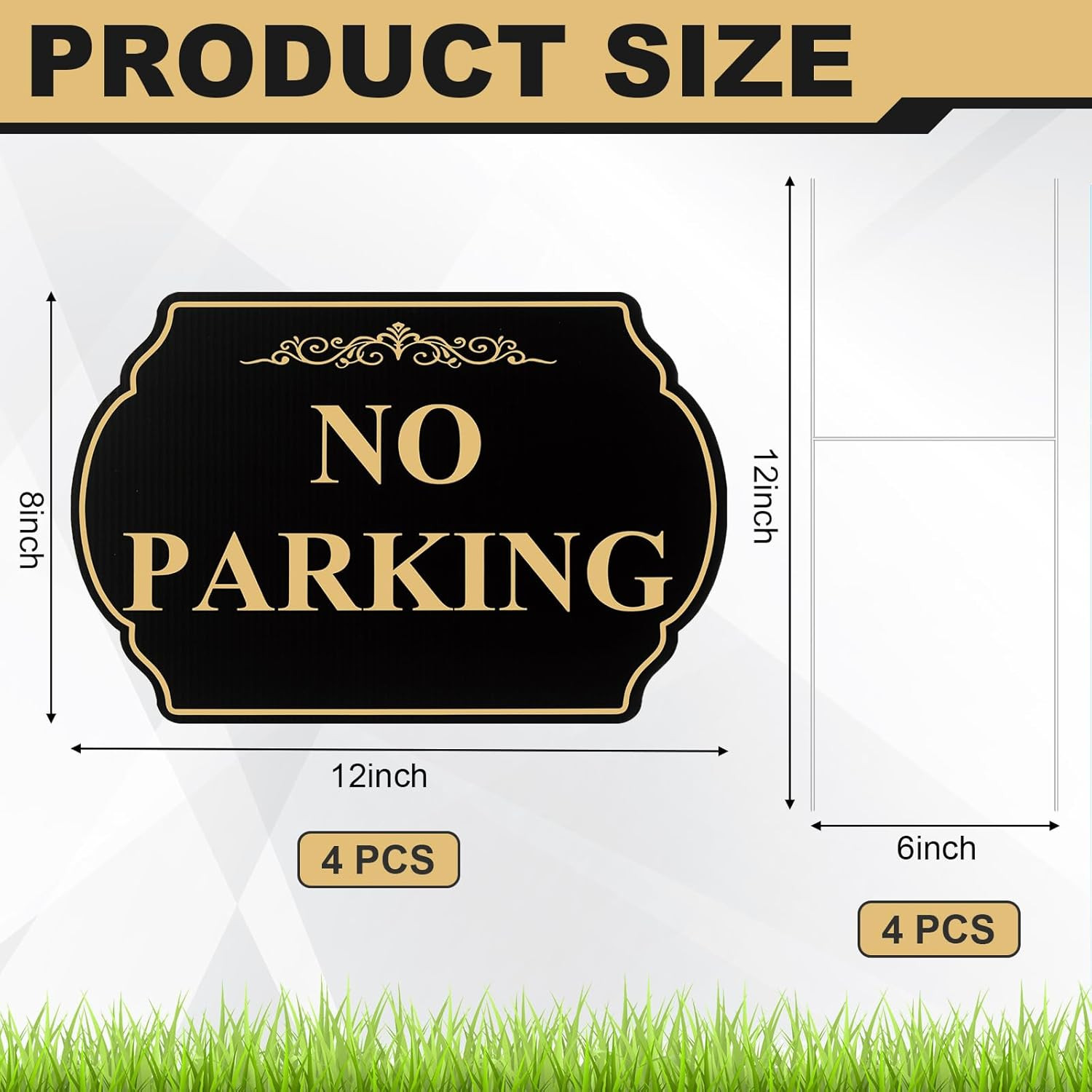 4 Pcs No Parking Signs with Stakes, 12&Prime; X 8&Prime; Heavy-Duty Private Property No Park