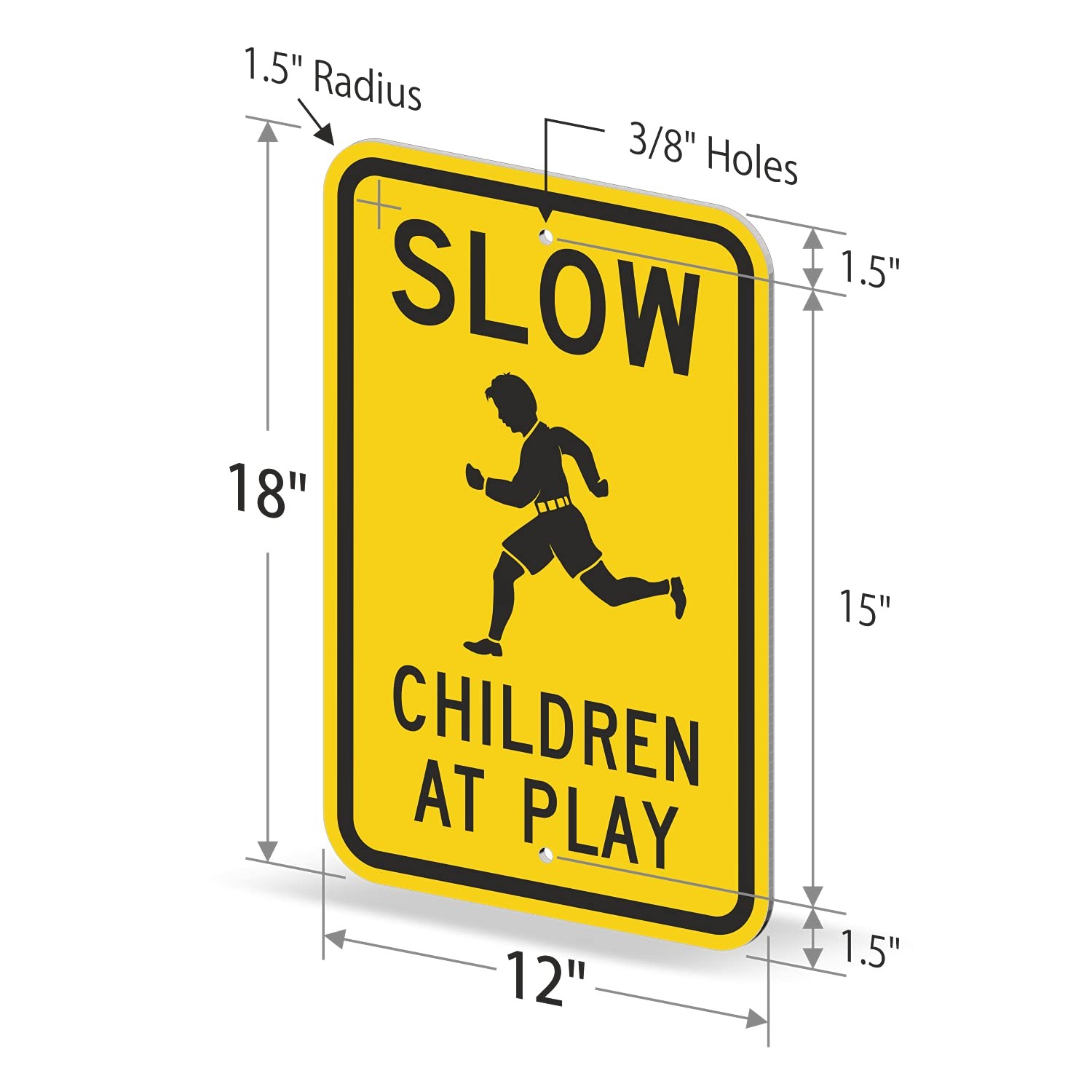 SmartSign 18 x 12 inch “Slow – Children At Play” Metal Sign, Screen Printed, 63