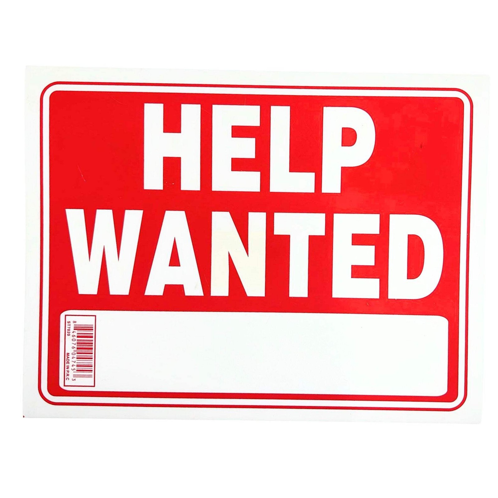 9&Prime;X12&Prime; « HELP WANTED » Plastic Signage Sign-1CT