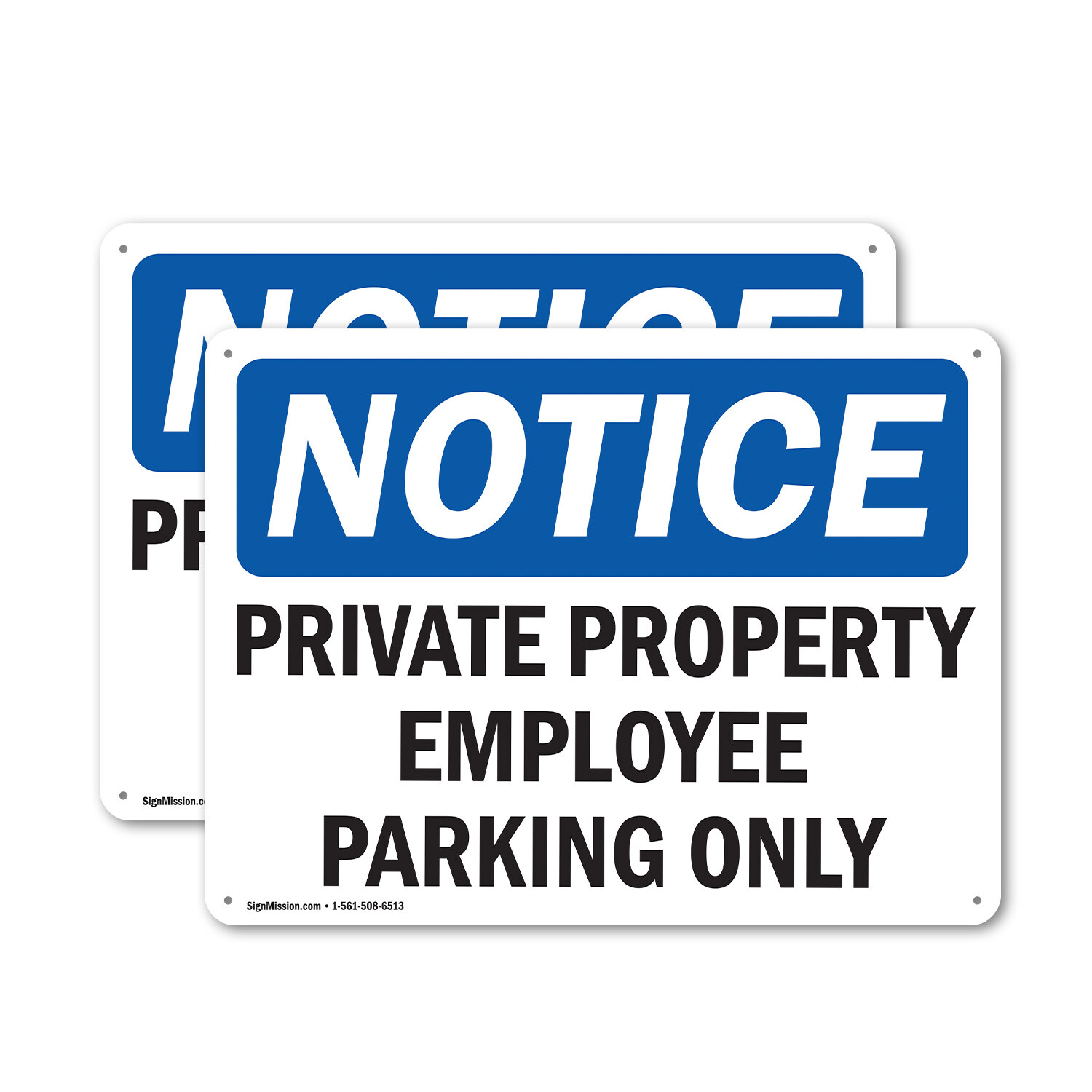 (2 Pack) Private Property Employee Parking Only OSHA Notice Sign Decal Metal