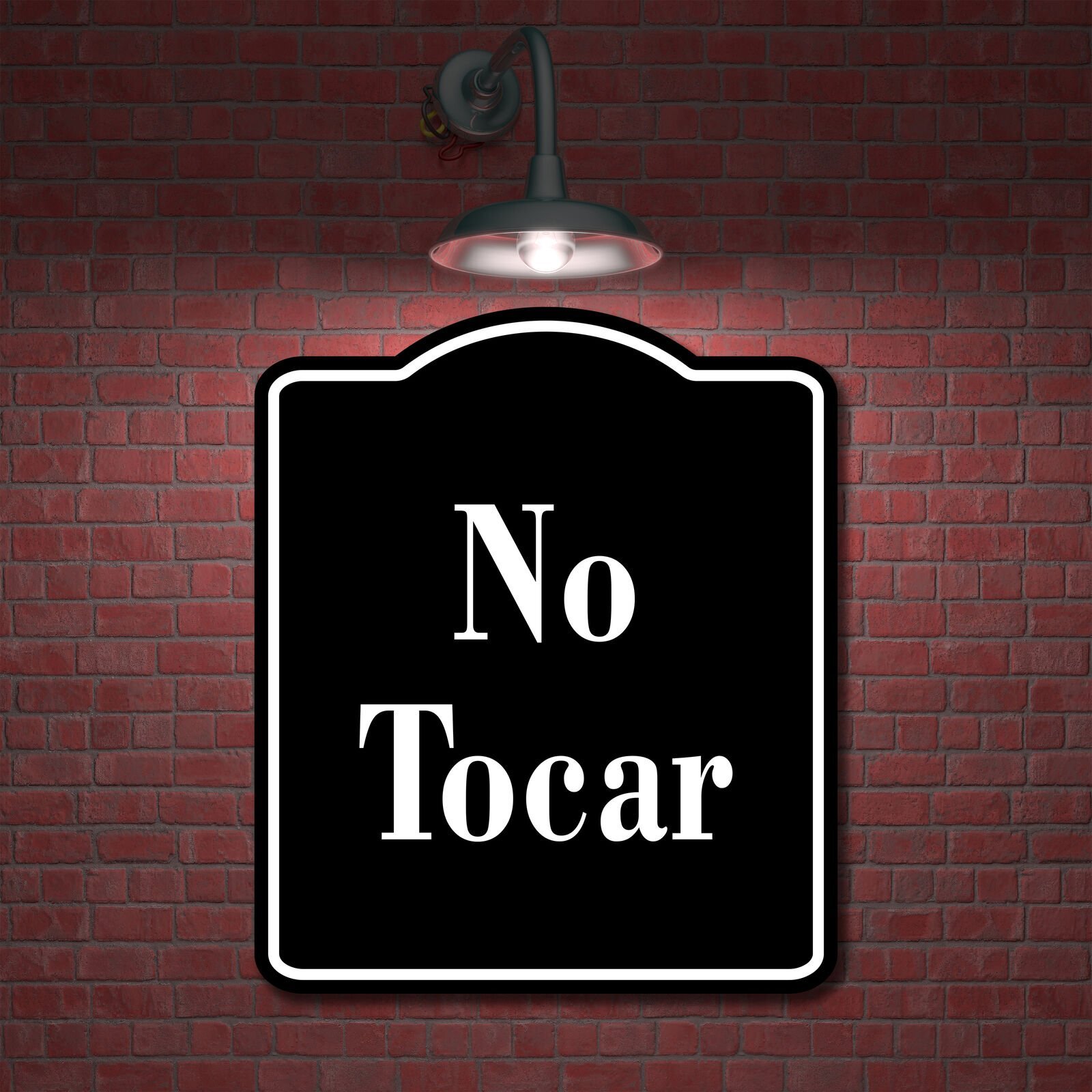 No Tocar Spanish Muestra al aire libre firmar BLACK Aluminum Composite Sign