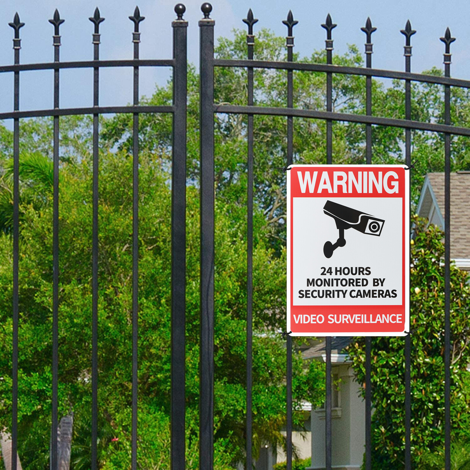 10&Prime;x14&Prime; Warning 24 hour Video Surveillance Security Sign, with 12&Prime;Metal Stake