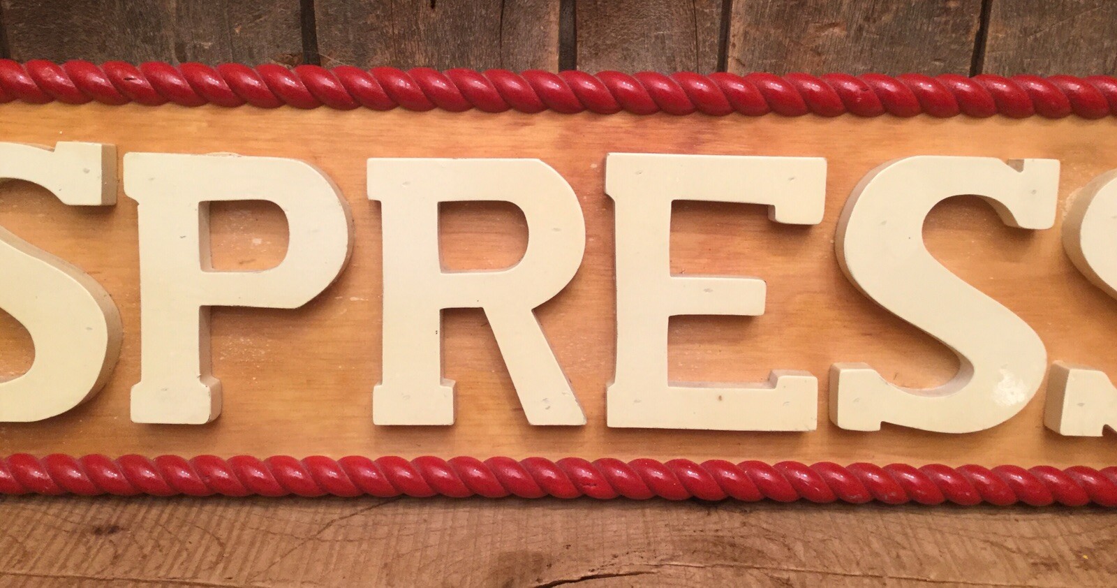 Vintage 3D Crafted Wooden Coffee Shop ESPRESSO Hanging Swing Advertising Sign