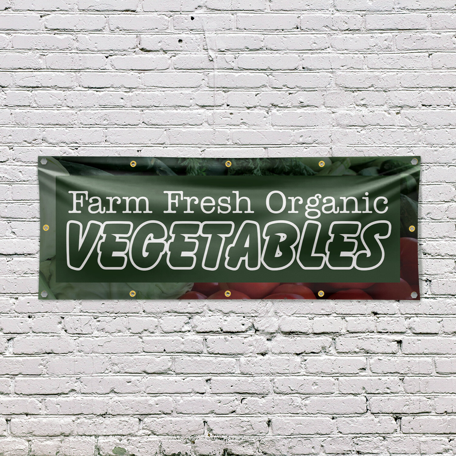 Farm Fresh Organic Vegetables Vinyl Banner Sign with Metal Grommets Heavy-Duty