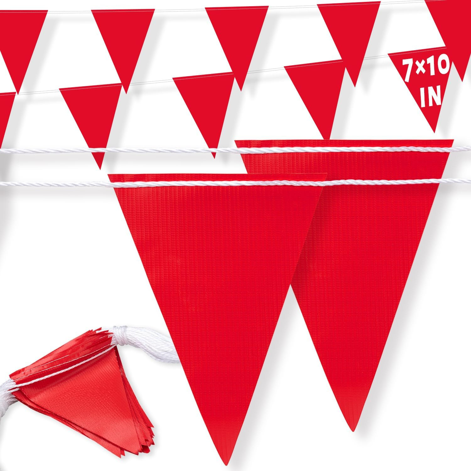 105Ft Pennant Banner Flags, 7X10 Orange 45 Pcs High Visibility Safety Flagging o