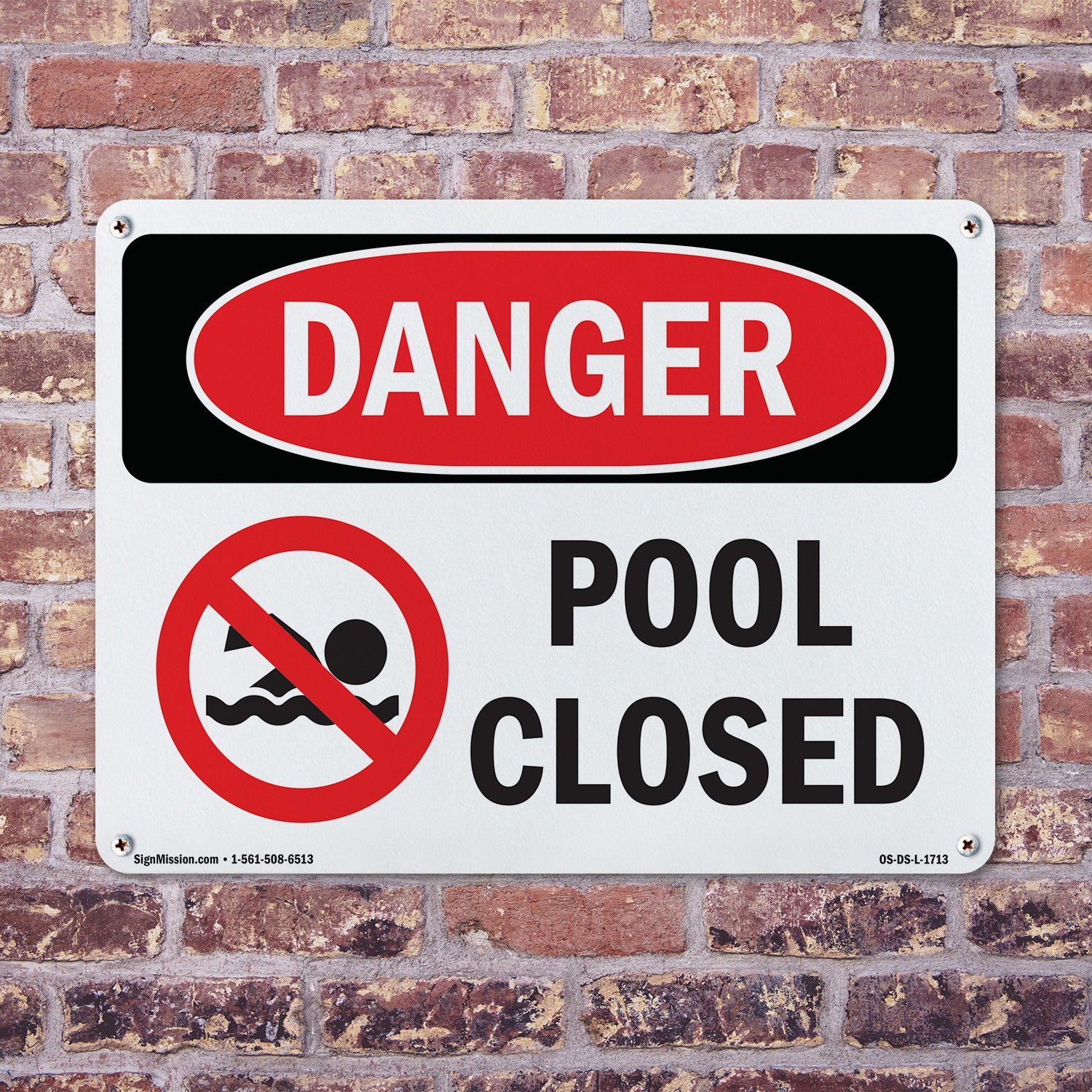 Pool Closed OSHA Danger Sign Metal, Plastic, Or Decal – 5 or 10 Pack