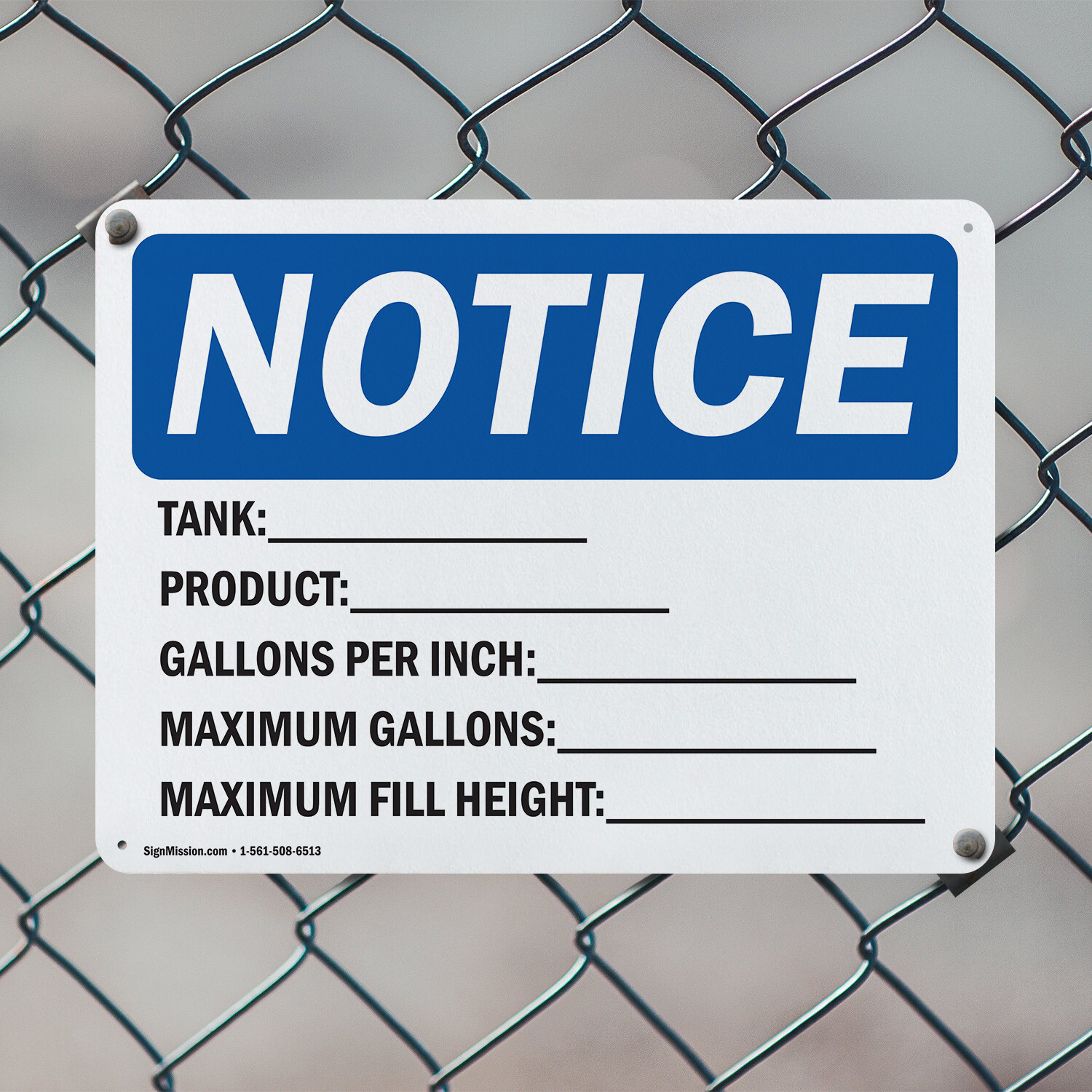 (2 Pack) Tank_Product_Gallons Per Inch_ OSHA Notice Sign Decal Metal Plastic