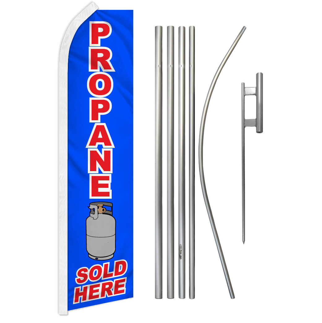 Propane Sold Here Advertising Swooper Feather Flutter Flag & Pole Kit Gas Tanks