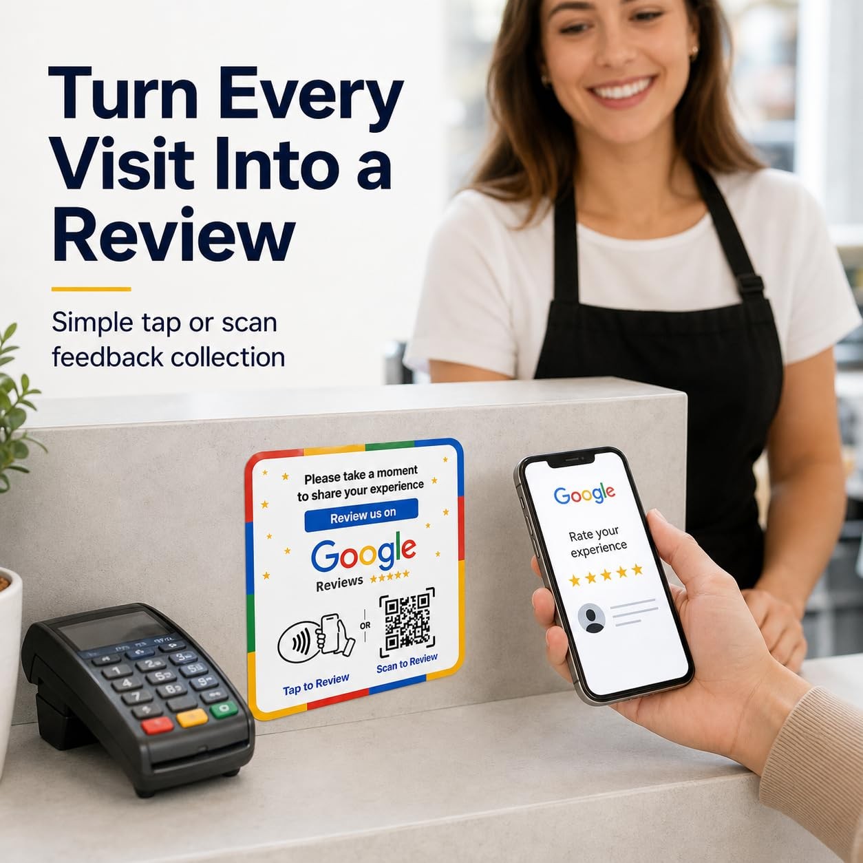 NFC Google Review Sticker – Boost Customer Feedback with Tap & Scan QR – No A…