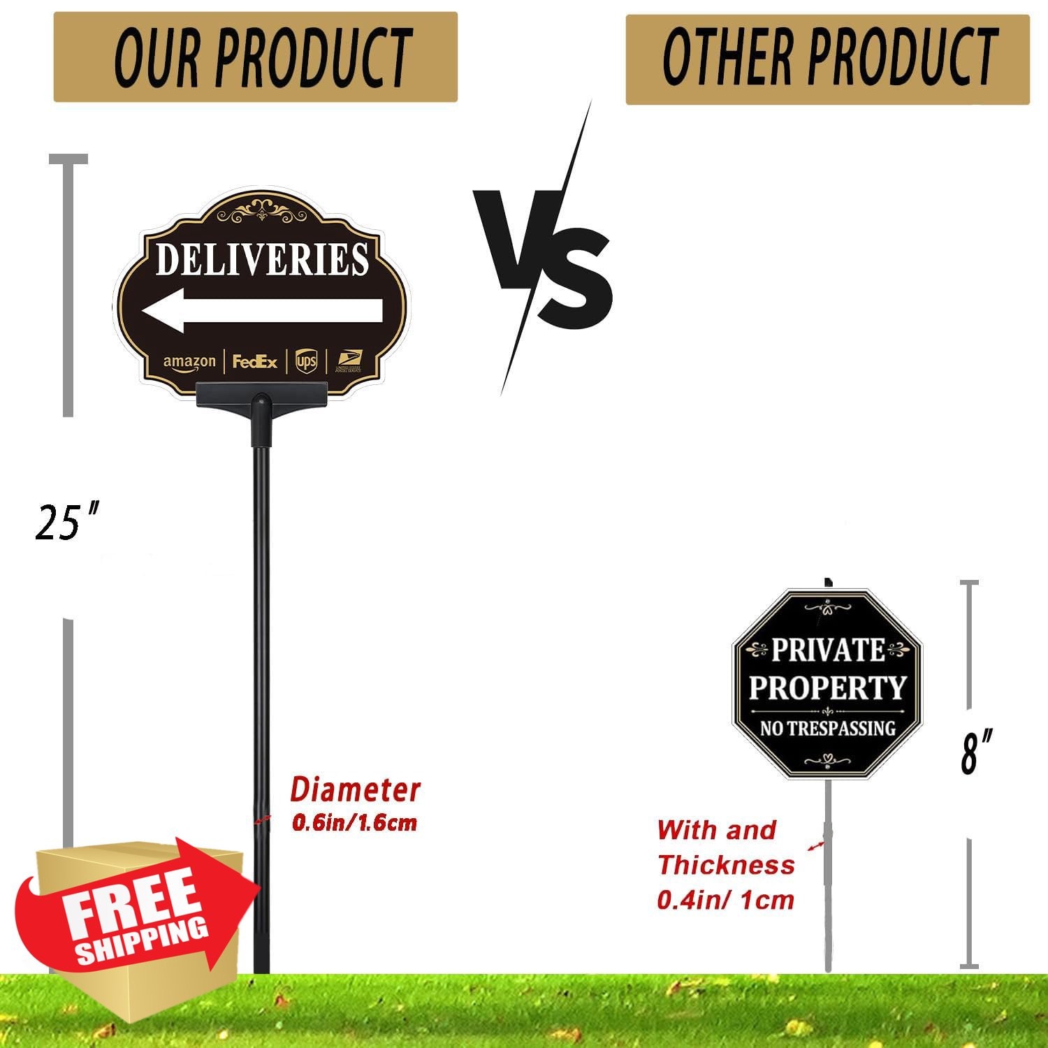 Folyming Left Arrow Yard Sign 10&Prime;x7&Prime; w/ 19&Prime; Stake