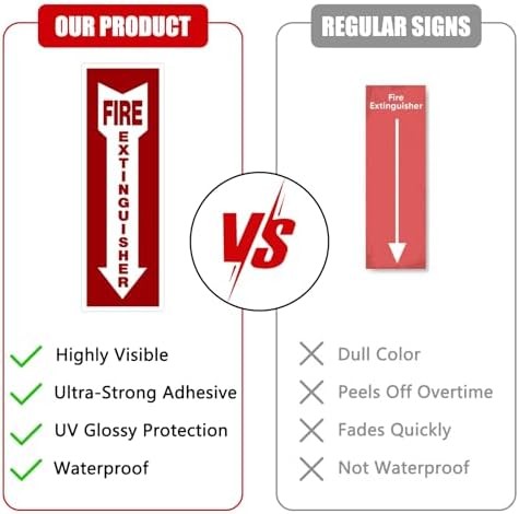 Fire Extinguisher Signs,Safety Sign Sticker glow in the dark 12 Pack 4&Prime; X 12&Prime; Du