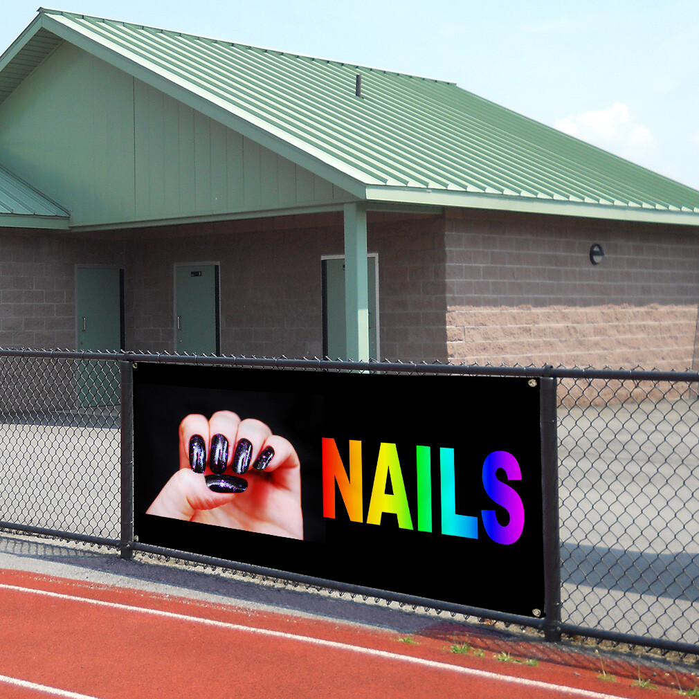 Vinyl Banner Multiple Sizes Nails Business Weatherproof Industrial Yard Signs