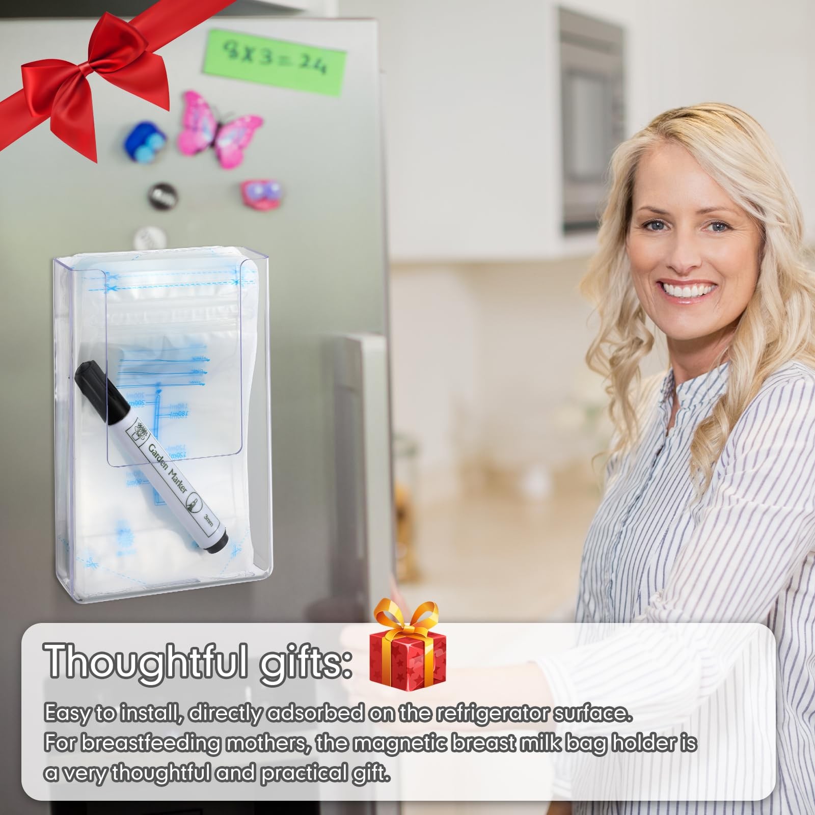 Thyle 2 Pieces Magnetic Breastmilk Bags Holders for Refrigerator, Transparent