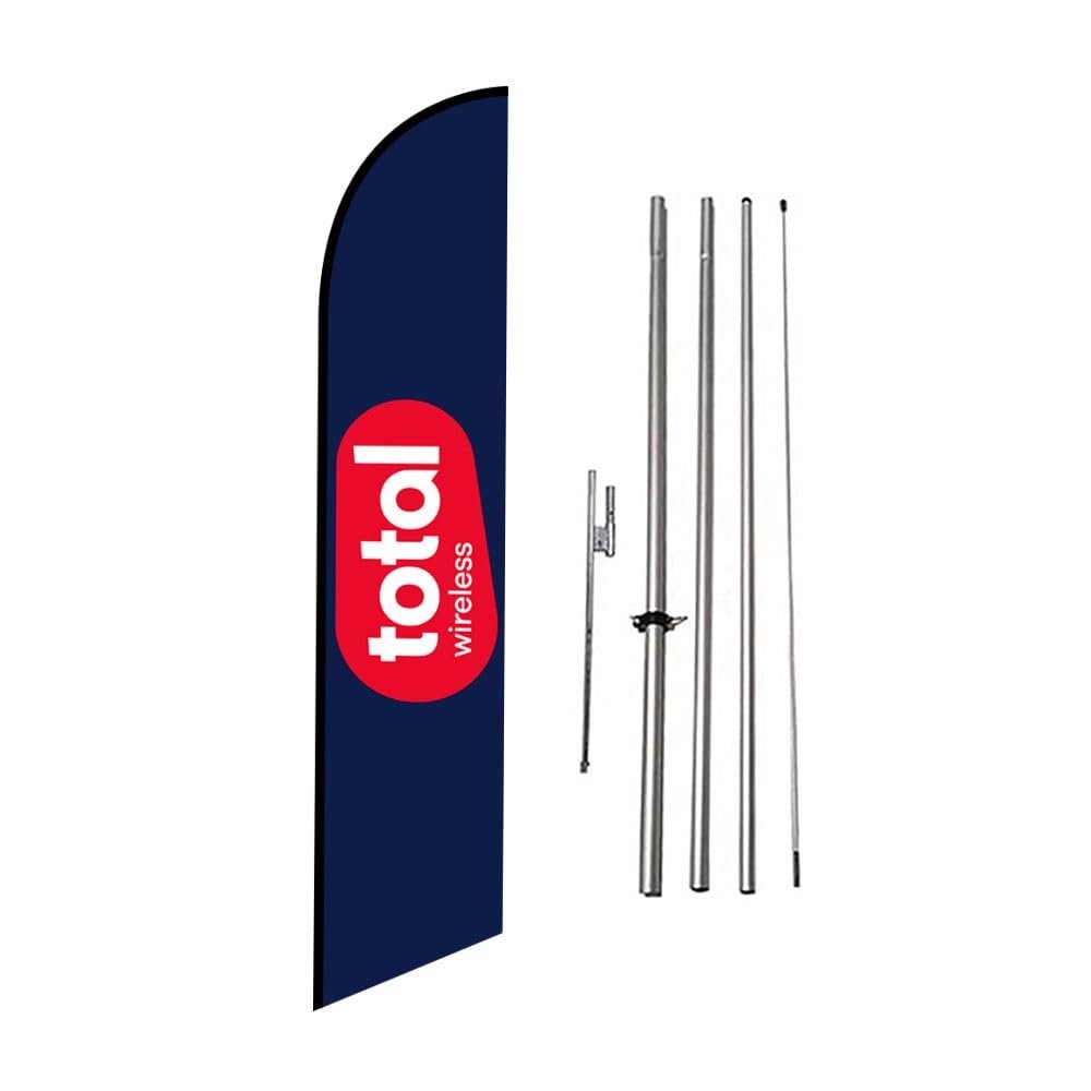 Total Wireless (dark-Blue) – 12FT Tall Swooper Feather Flag with 15FT Pole…