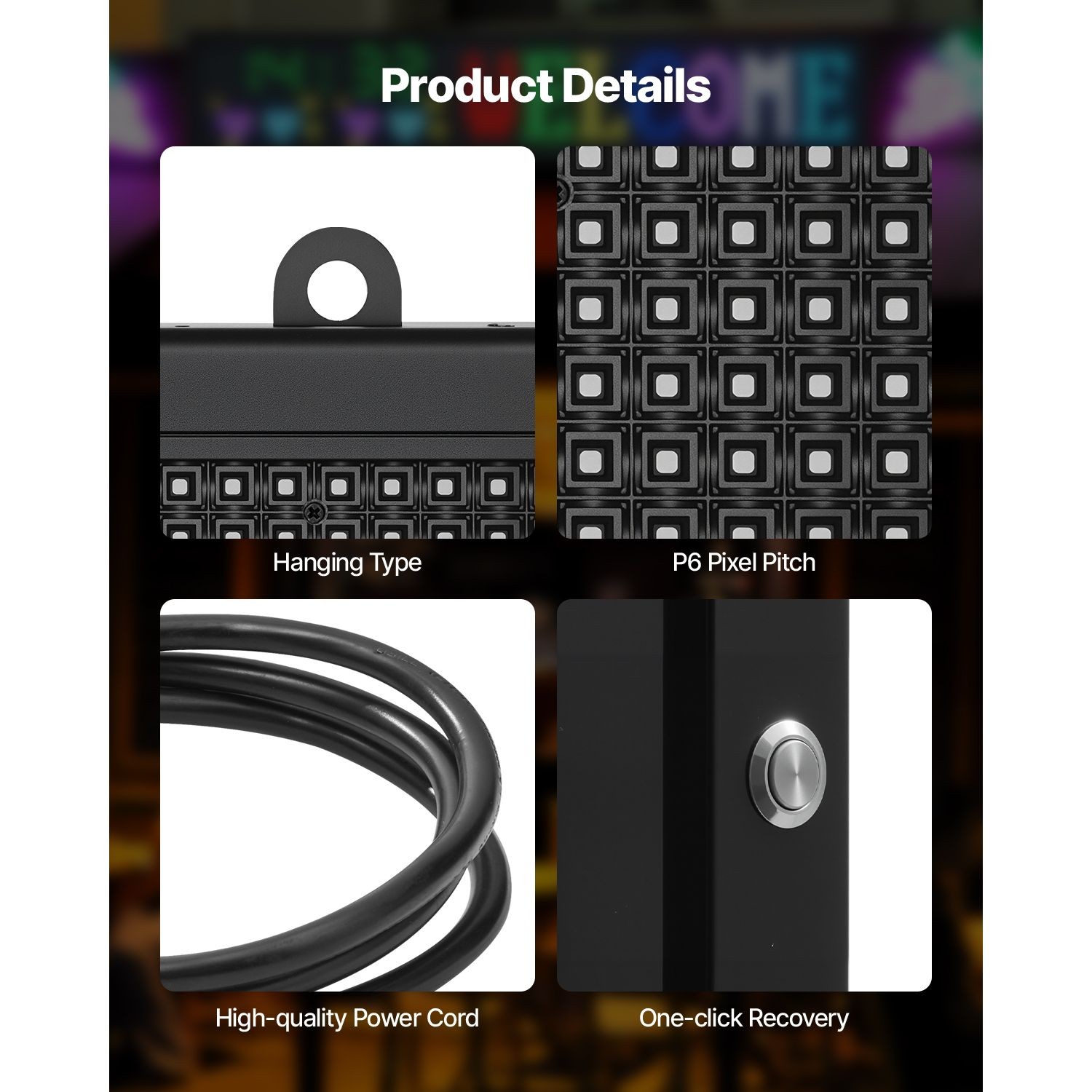 Outdoor LED Shop Sign, IP65, Aluminum Frame, Bluetooth