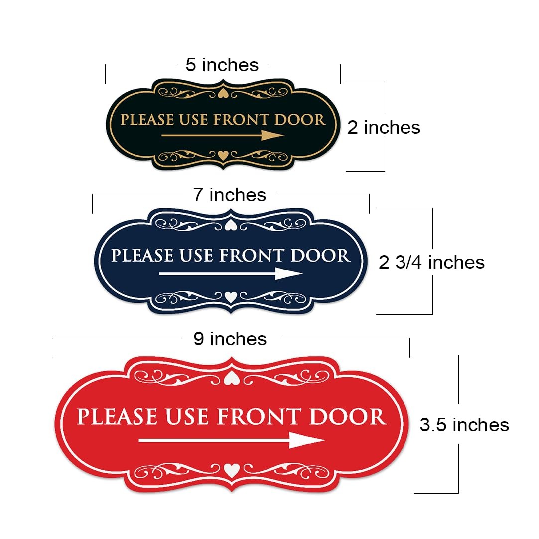 Designer Please Use Front Door Right Arrow Sign Medium Black Gold Wall Marker