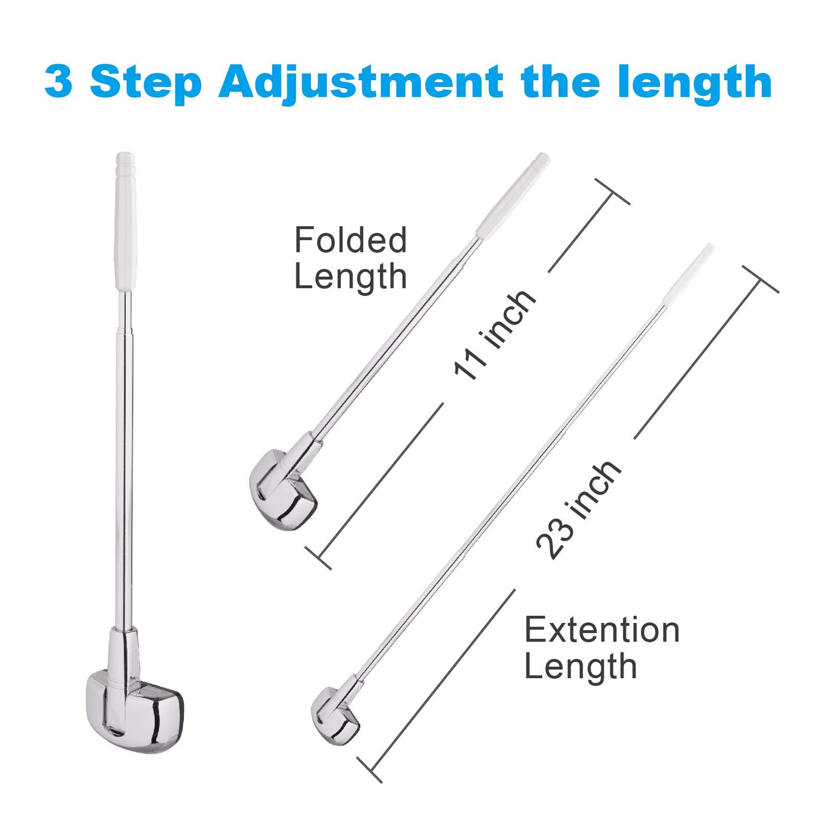 2-Pack Car Bumper Corner Antenna Pole Adjust 11in x 2in x 1.5in, Chrome