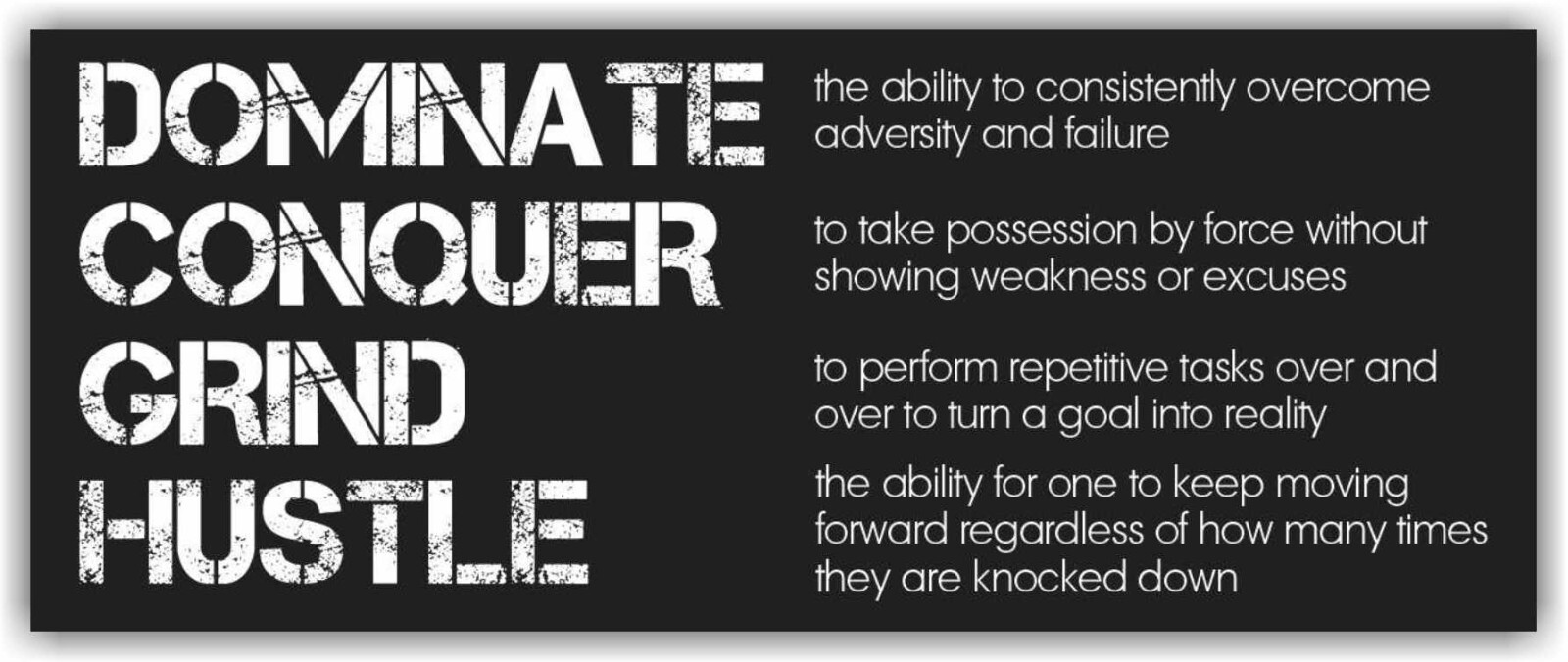 DOMINATE CONQUER GRIND HUSTLE Workout Banner Vinyl Sign Motivation Fitness Gym