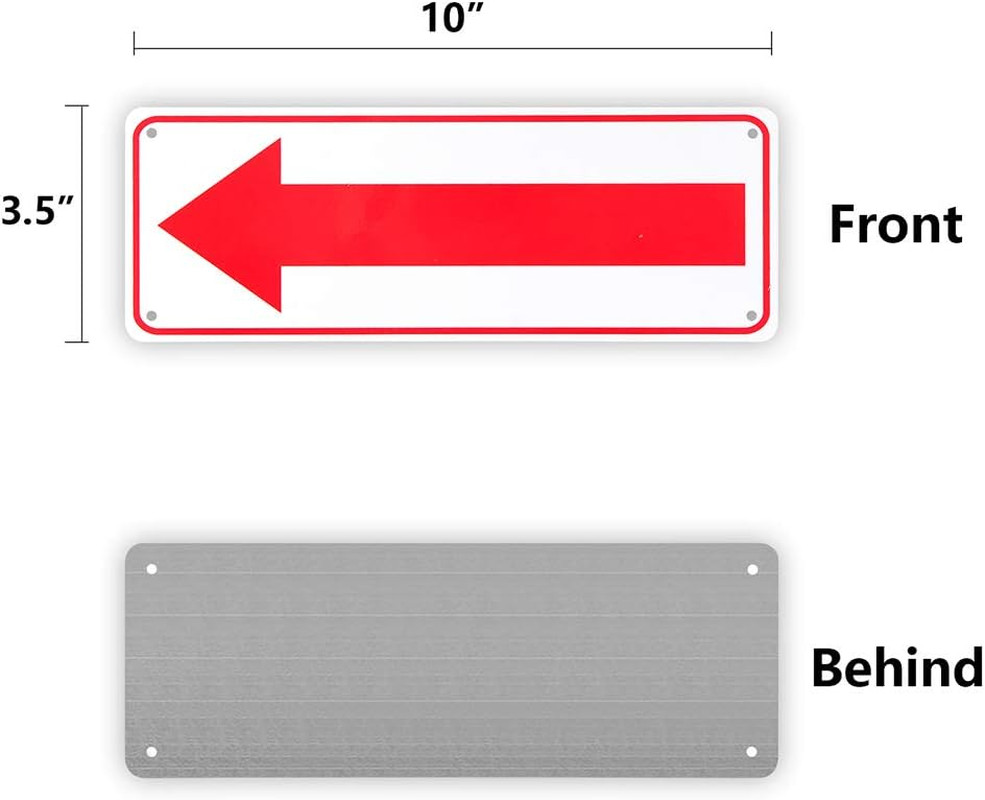 4-Pack Arrow Sign,For Indoor or Outdoor Use，10&Prime;X 3.5&Prime; .04&Prime; Aluminum Reflective S