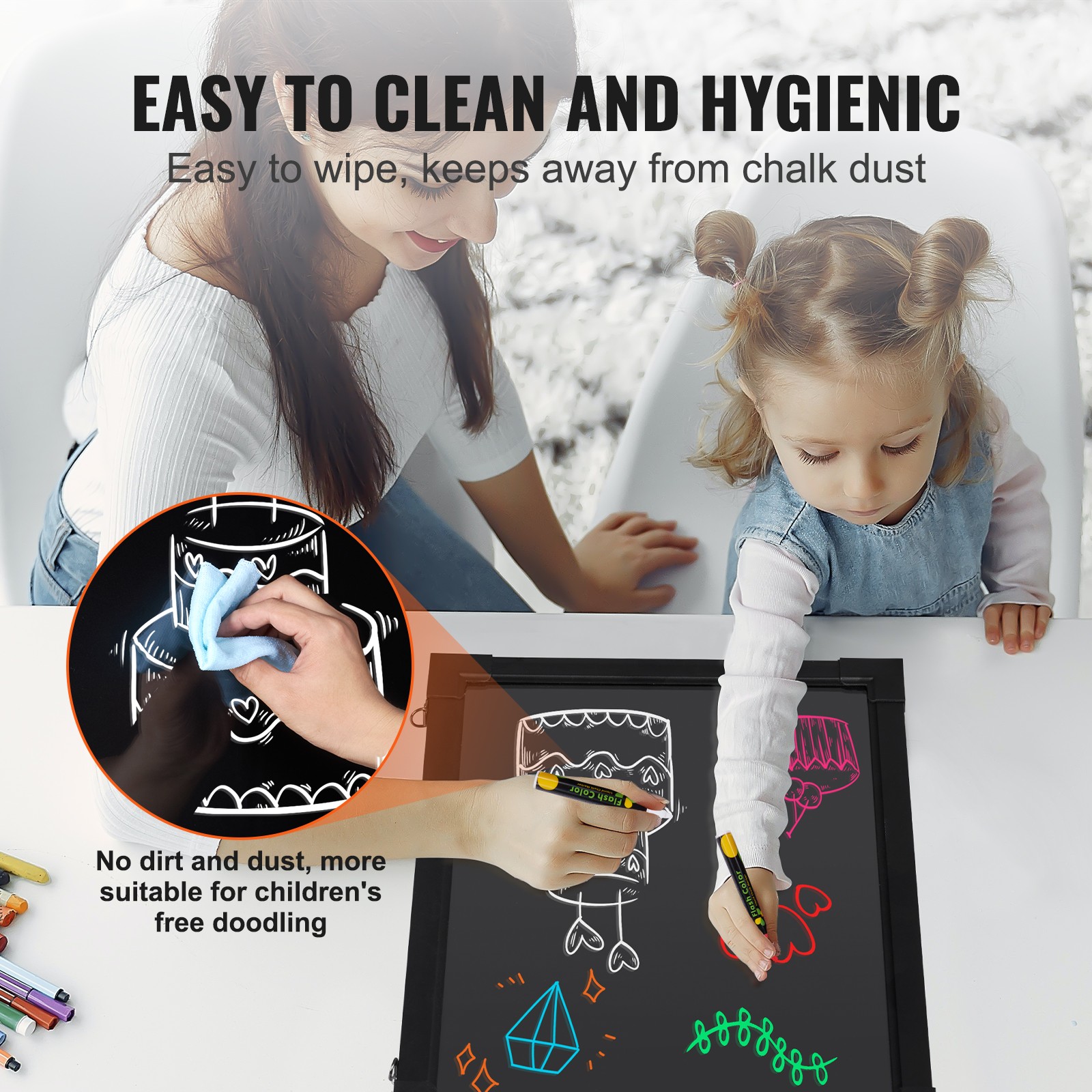 VEVOR LED Message Writing Board 16&Prime;x12&Prime; Illuminated Erasable Lighted Chalkboard