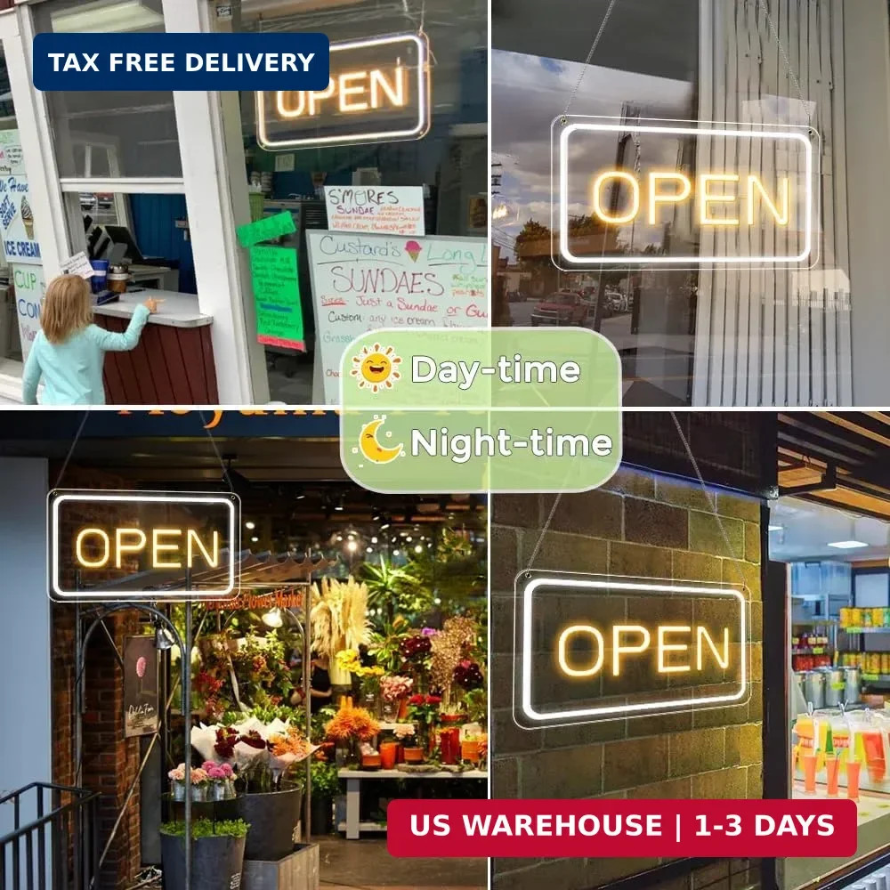 Open Signs for Business, COB Chip LED Neon Open Sign, 16&Prime;x 9&Prime; Bright Electric Li