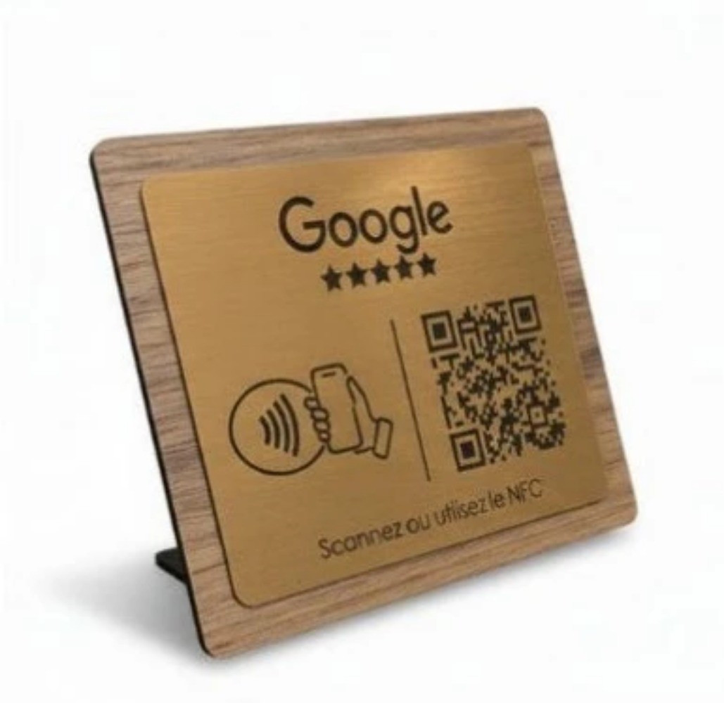 Personalized Engraved Wooden QR Code Easel (NFC) – Google Review Stand