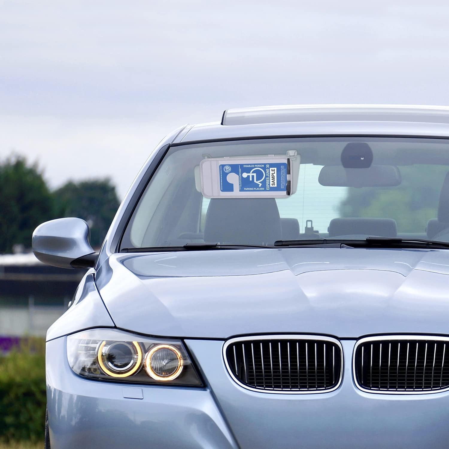 Handicap Placard Holder for Auto, Wisdompro Disabled Parking Permit Sign Gray