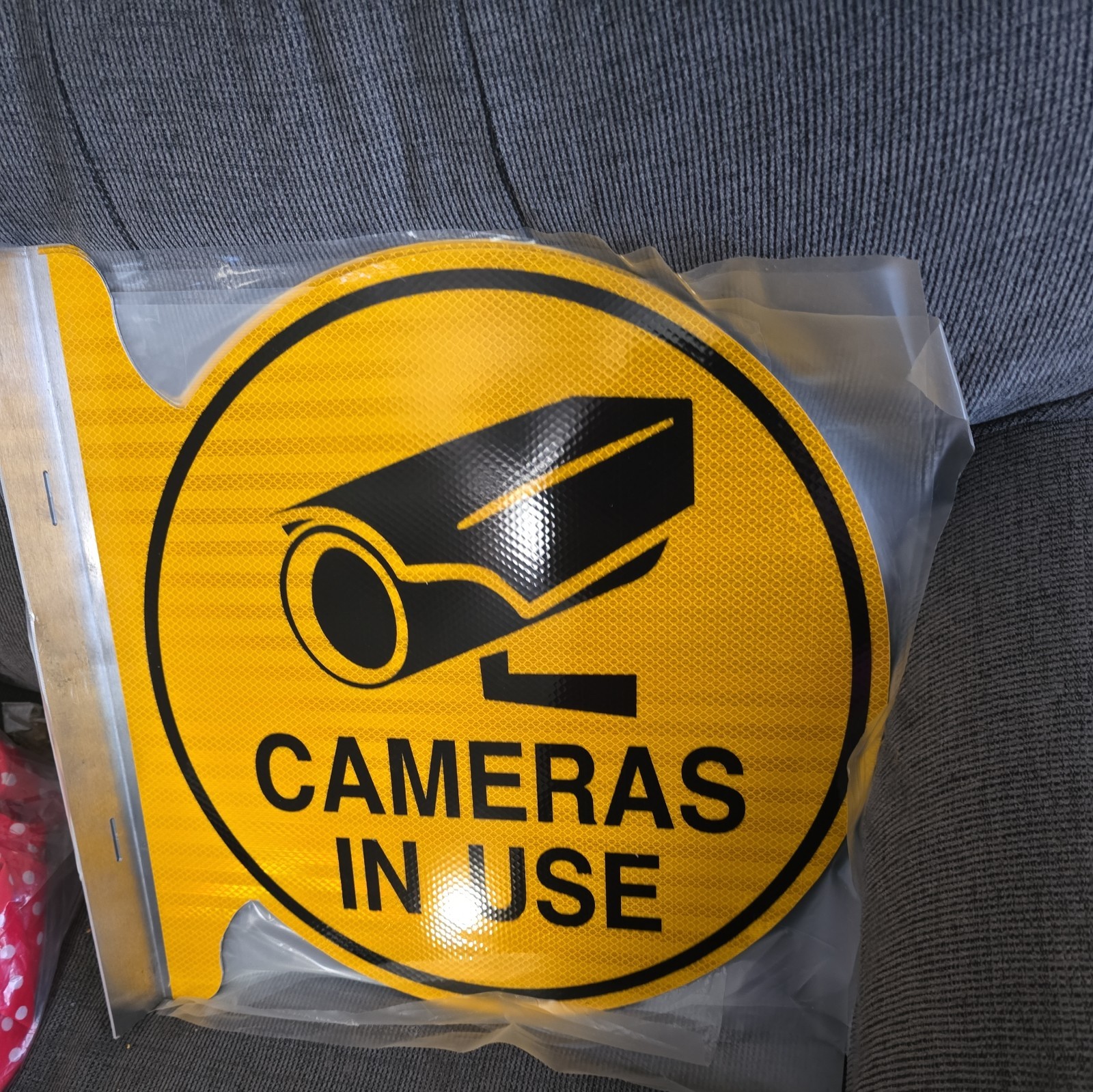 3PCS Cameras In Use Flange Sign 19” Yellow reflector Security Business Home