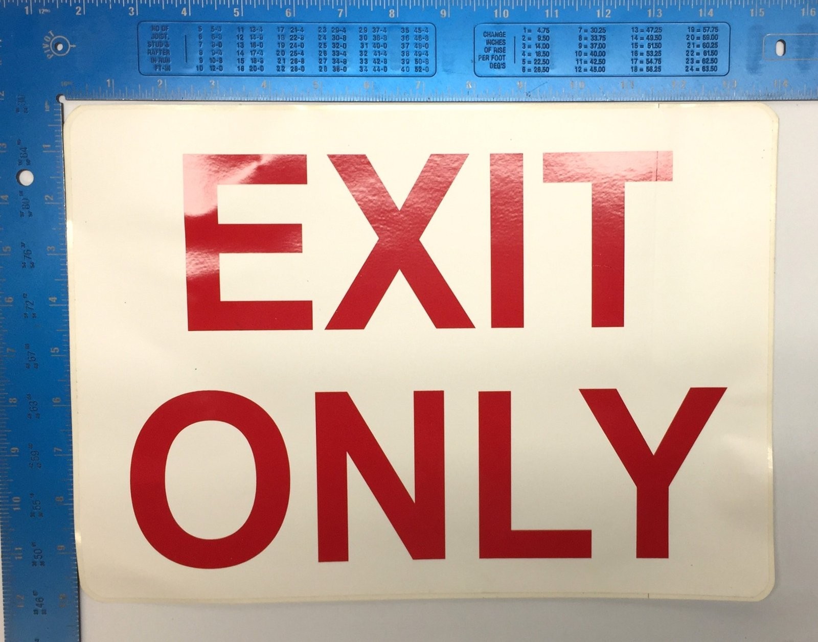 Unbranded White/Red 14&Prime;x10&Prime; &lsquo;Exit Only&rsquo; Sign(2) with Arrows(2) Adhesive Back NOS