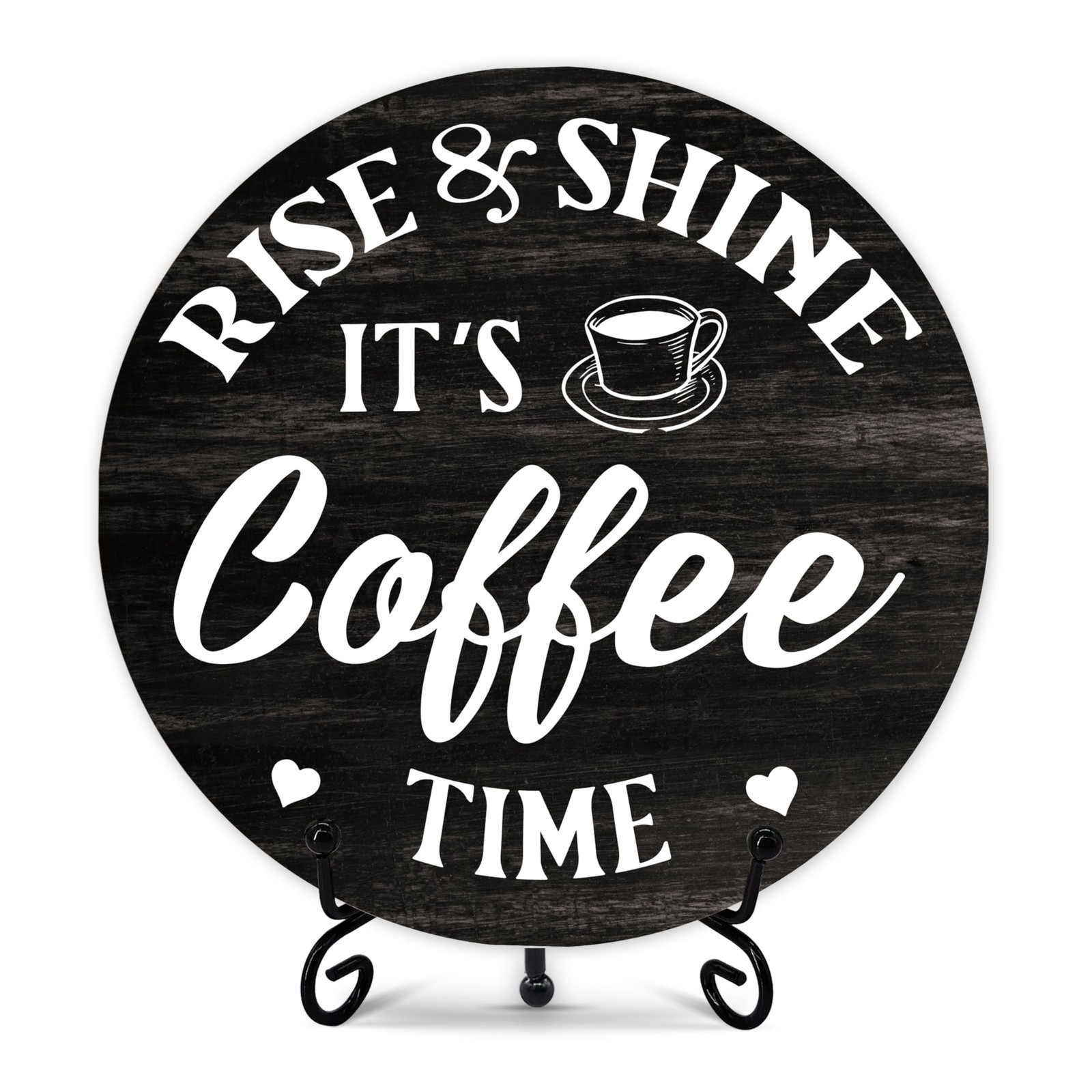 Coffee Themed Decorative Sign, Round Wooden Plaque, 6 Inches, It&rsquo;s Rise & Shi…