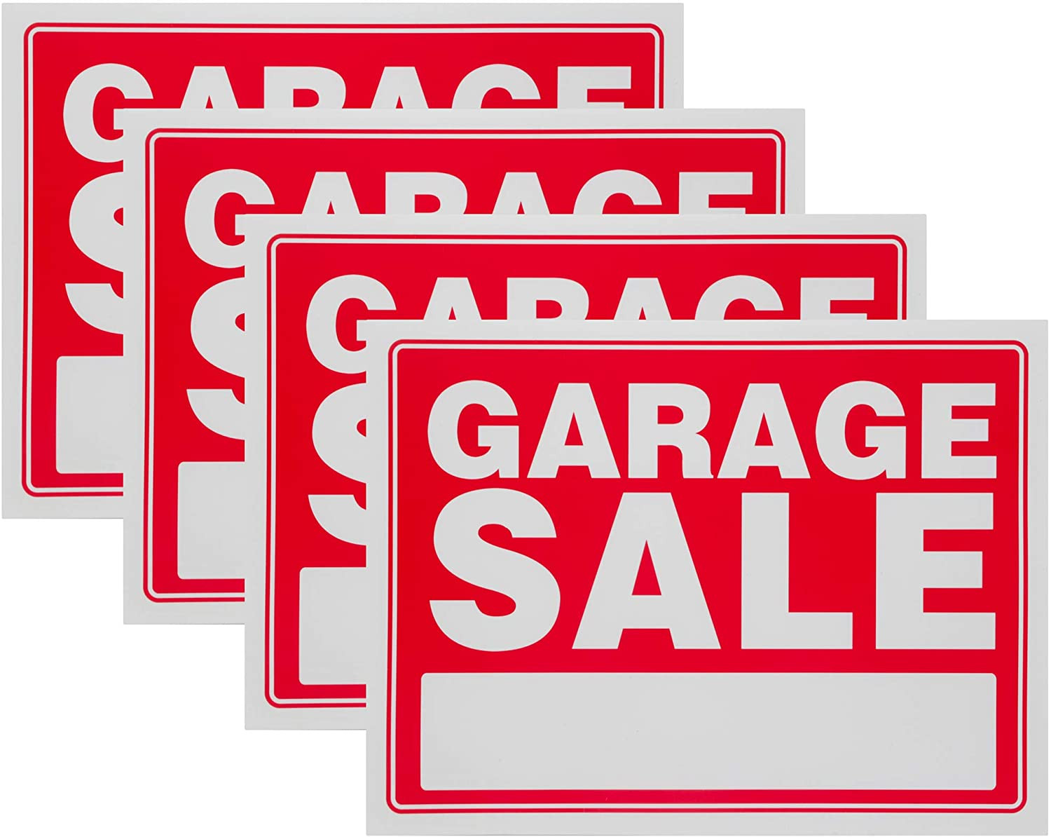 GARAGE SALE Sign Red Yard Sales Street Signs by Ram-Pro – 9 X 12 Inch Plastic B