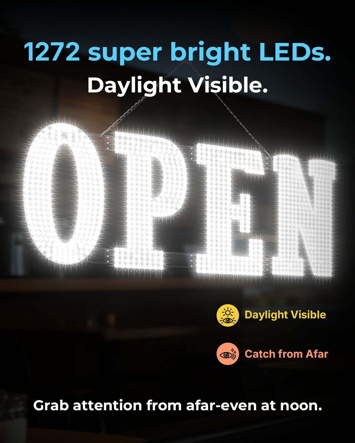 48&Prime;X17&Prime; Extra Jumbo LED Open Sign BT and Remote Control Open Sign Super Bright D